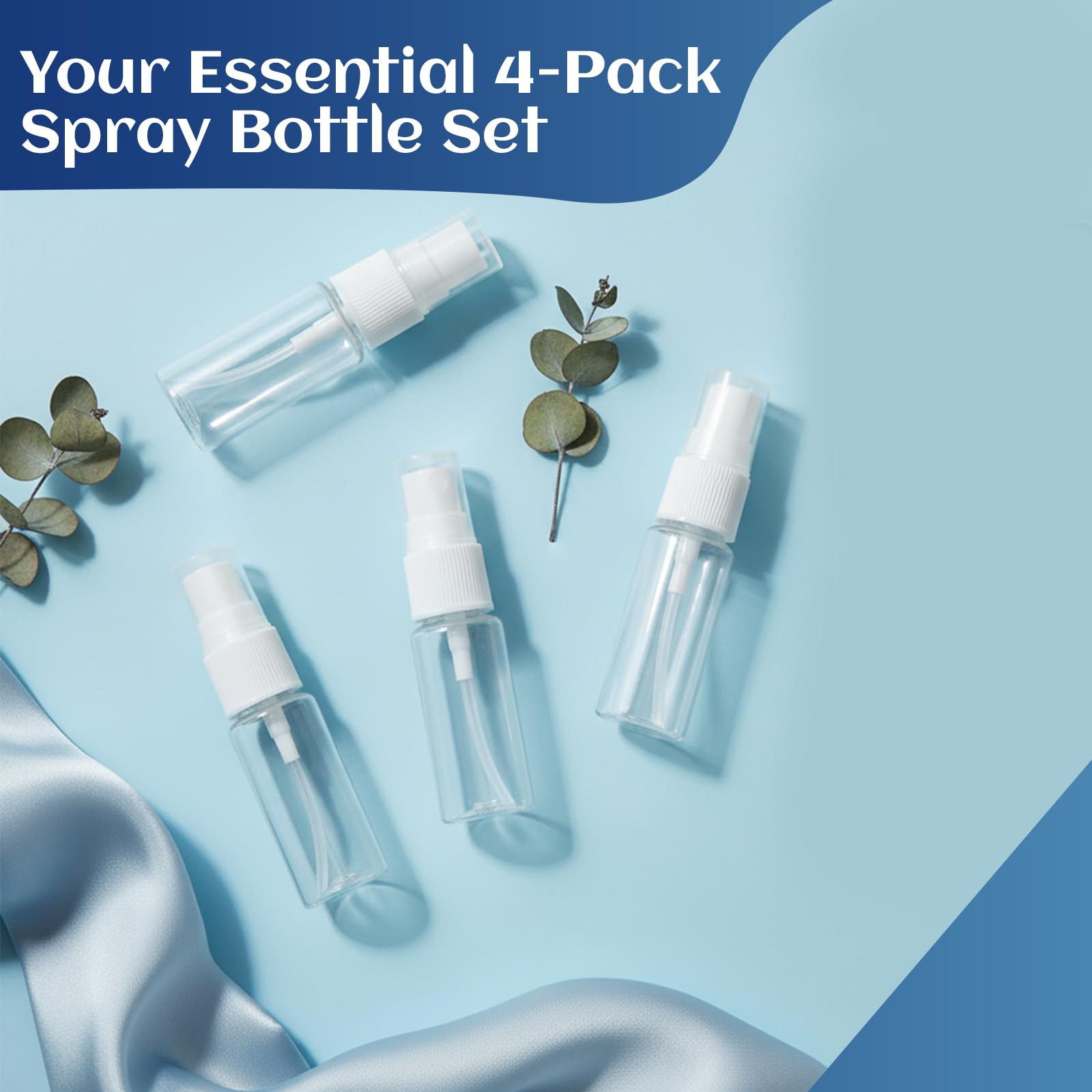 4 Pezzi Flaconi Spray, 50ml Bottiglia Spray, Riutilizzabile Tomizzatore Bottiglia di Profumo in Plastica, Trasparente Flacone Spray,Mini Flaconi Spray Vuoti, per Liquido Viaggio Cosmetico