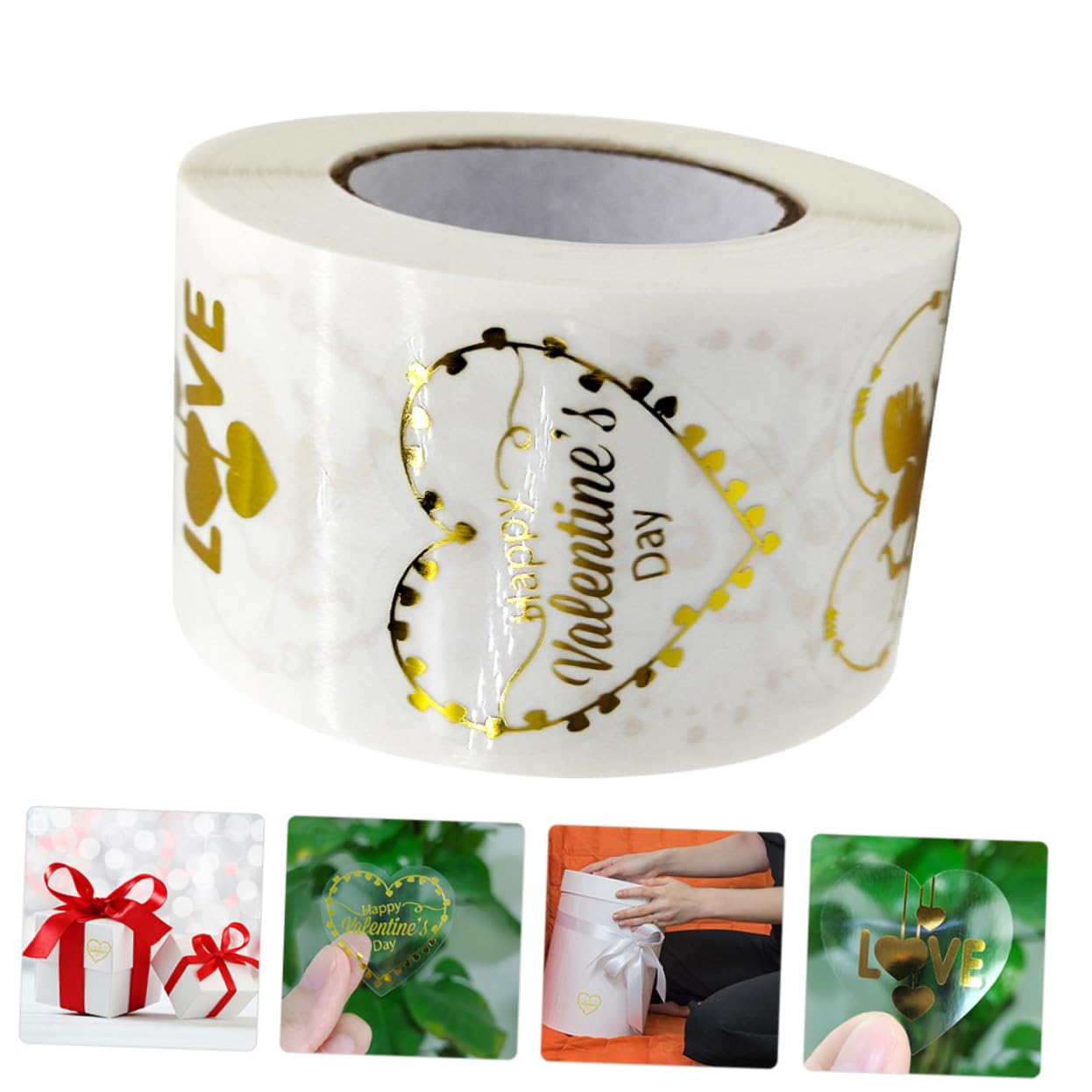 Abaodam 3rotoli Adesivi Trasparenti Cuore Per Stickers Autoadesivi Per Decorazioni e Regali Per Matrimonio e Biglietti Di Auguri