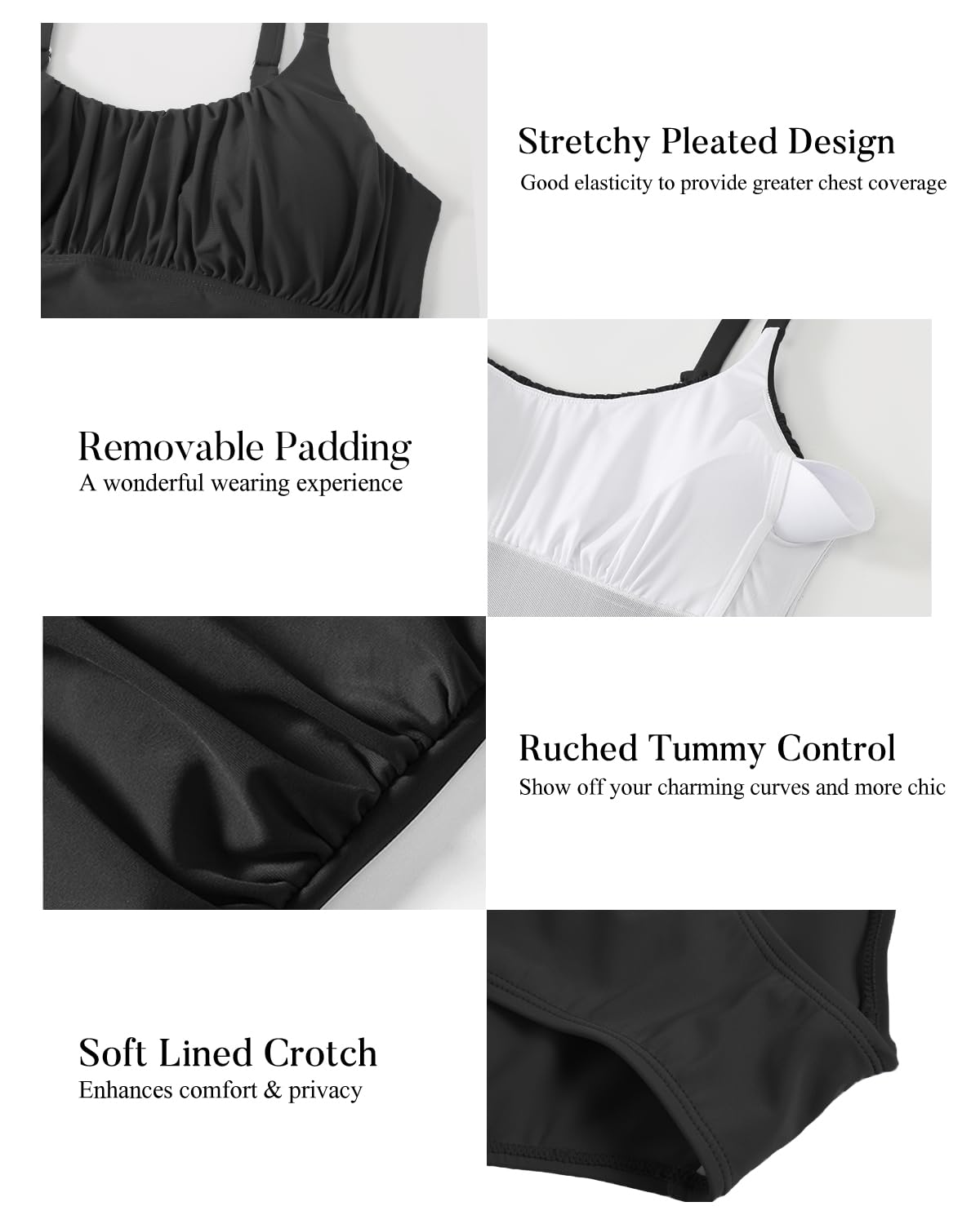 YNIQUE Maillots de Bain Une pièce pour Femmes Contrôle du Ventre Elégant Amincissant Monokini Gainant Push Up Maillot de Bain avec Rembourré