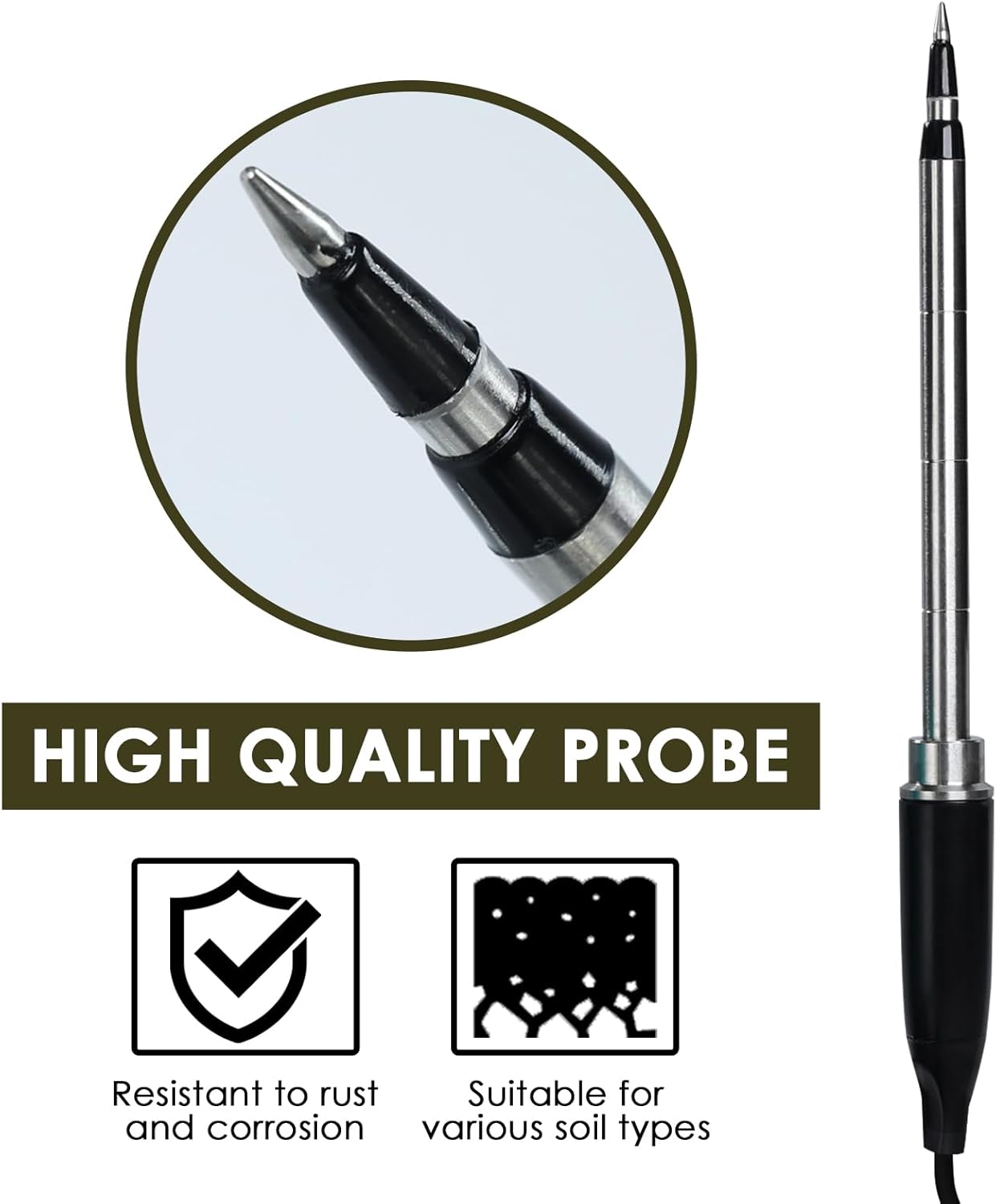 Soil EC & Temperature Meter, 2 in 1 Digital EC Meter with Automatic Temperature Compensation 0~50℃ Portable Soil EC Meter with Corded EC Sensor Electrode for Agricultural, Gardening, Plants