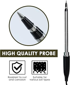 Soil EC & Temperature Meter, 2 in 1 Digital EC Meter with Automatic Temperature Compensation 0~50C Portable Soil EC Meter with Corded EC Sensor Electrode for Agricultural, Gardening, Plants