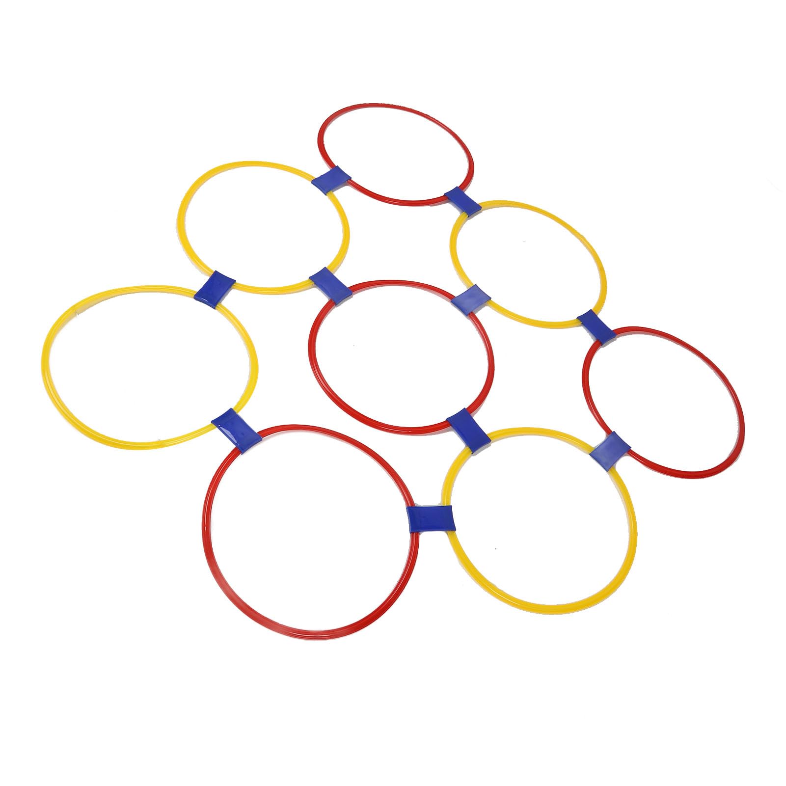 Generic Hopscotch Hoop, Równowaga ćwiczeń Treningowych Obręczy 10pcs Kombinacja Materiału Plastikowego Wszechstronne z 10 Pętlami do Skakania (L 360 ml 6,8x14,5 cm / 2,7x5,7 cala)