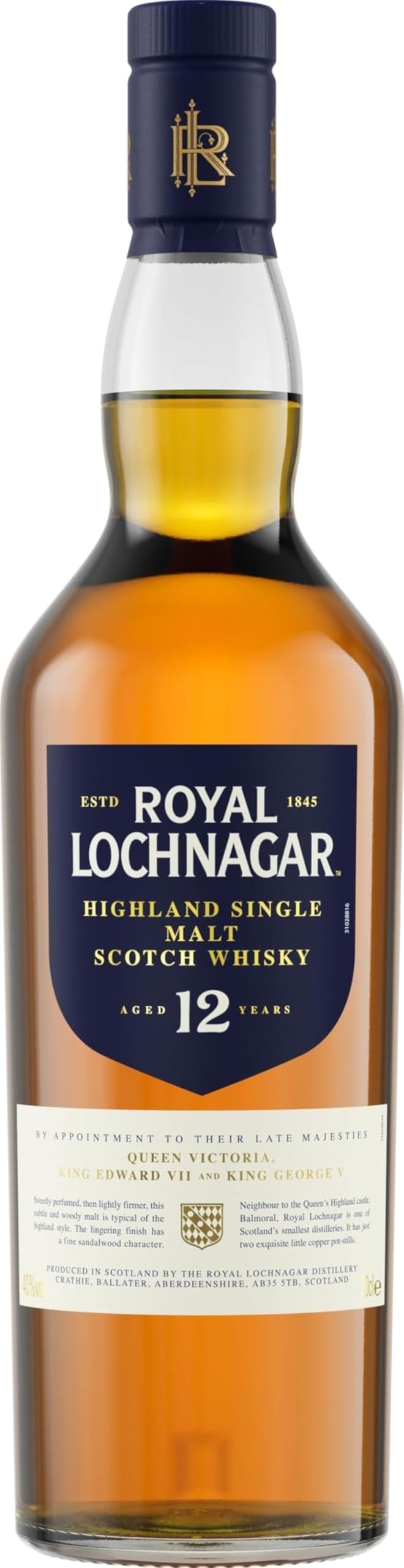Royal Lochnagar 12 Jahre, Highland Single Malt Scotch Whisky, Aromatisch, aus dem schottischen Balmoral, 40% vol, 700ml Einzelflasche