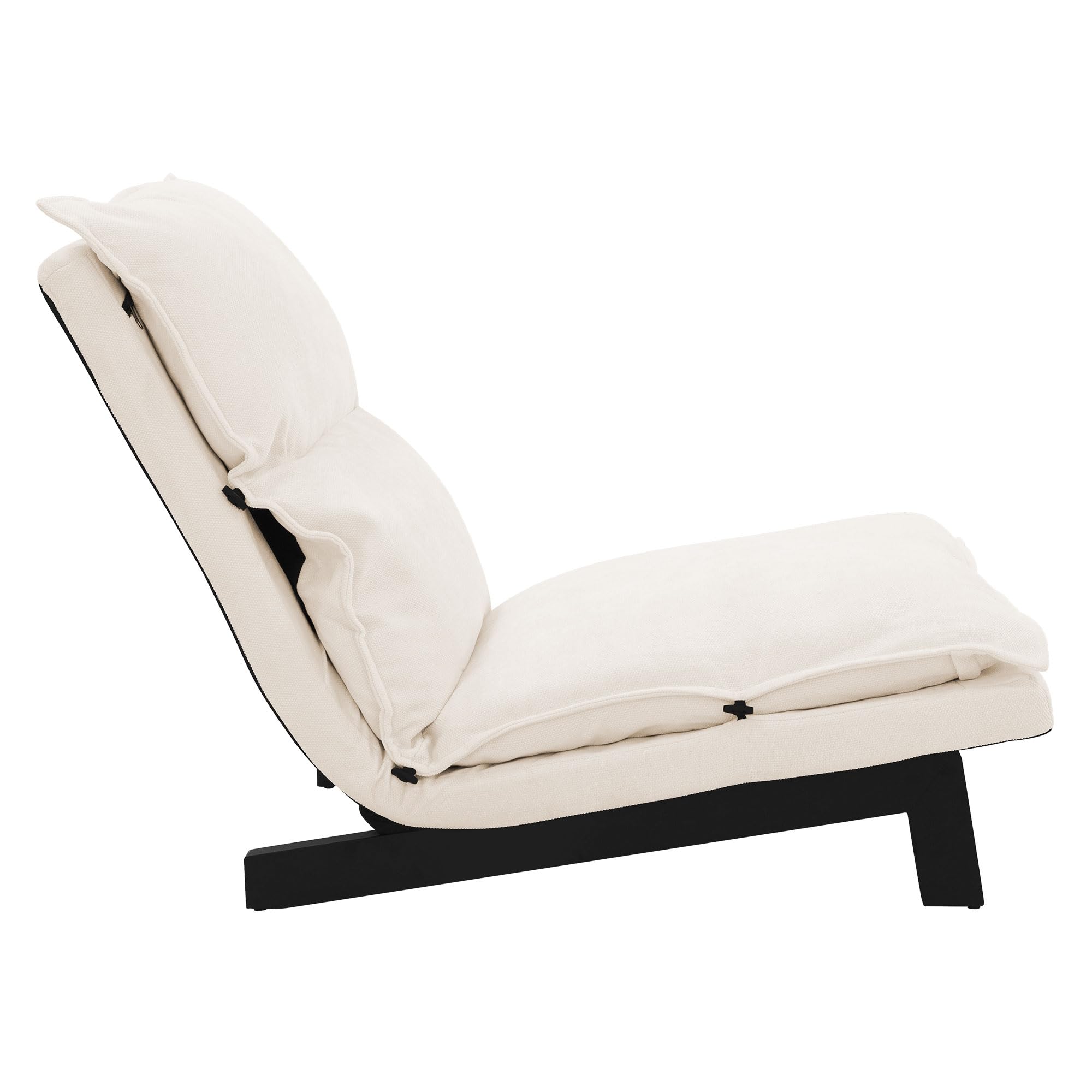 ML-Design Silla de Suelo Beige, Sofá Reclinable para Salón, Asiento Ergonómico con Respaldo Ajustable Cojín Tapizado con Funda de Lino Estructura de Acero Robusta Tumbona para Relajación o Meditación
