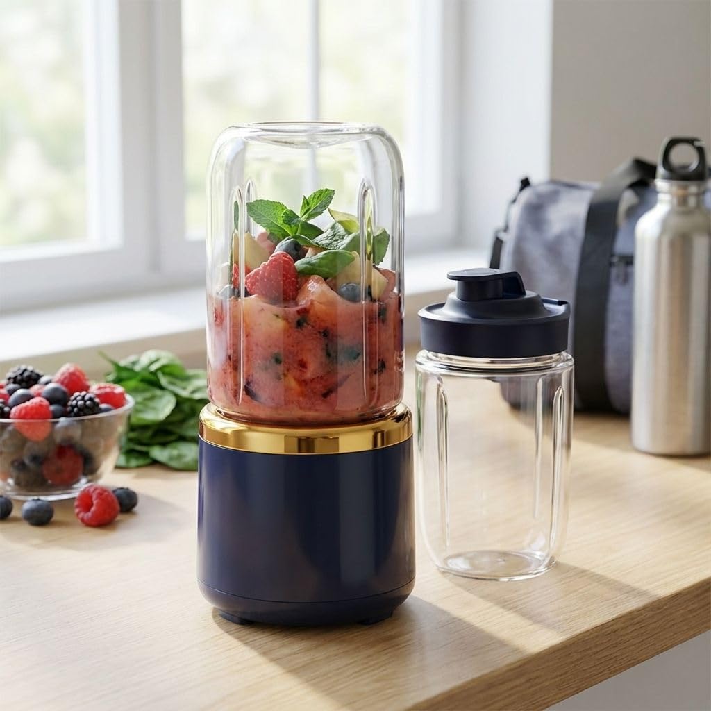 RFV1-HOMELY Portable Blender for Smoothies & Shakes – 40W Mini Juicer with Ice Crushing, 1200mAh USB Rechargeable Battery, 400ML BPA-Free Bottle, Cordless for Travel, Gym & Office-image-34