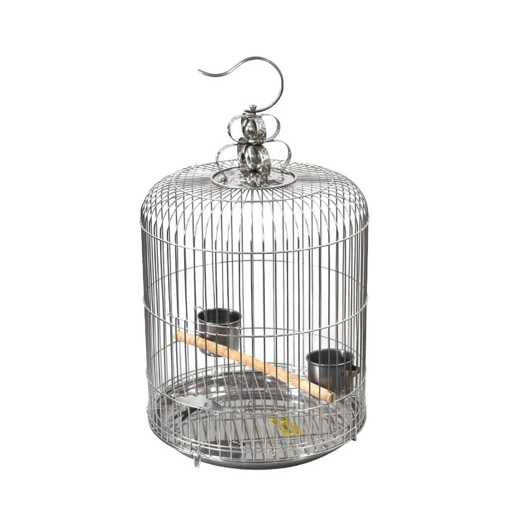OPYTR Jaula pajaros Jaulas de pájaros Redondas Jaulas de pájaros de Acero Inoxidable Jaulas de pájaros de pajaros Finch Canarios Hábitats Colgando Pet Jaulas Durable (tamaño : 30cm)