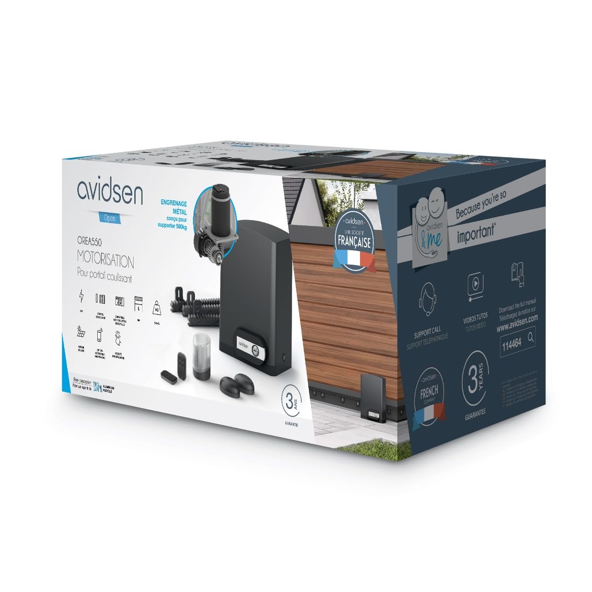 Avidsen Orea 550 Kit Motorisation Portail Coulissant 500kg Connecté