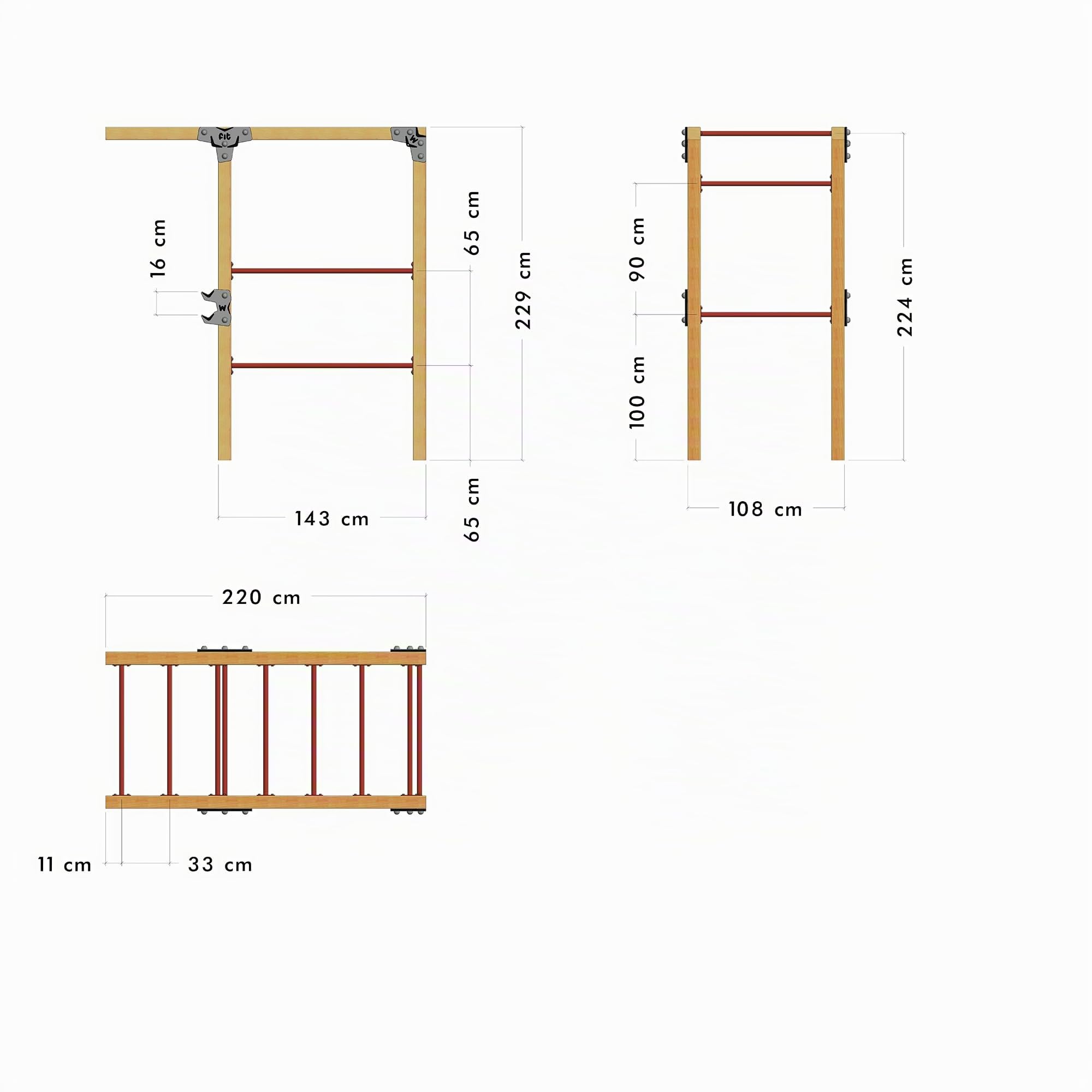 Wickey Fitnessgerät - Fit Base 425 - Outdoor Fitnessstudio, Gym für Zuhause, Klettern und Sport für Jugendliche und Erwachsene im Garten mit Klimmzugstange