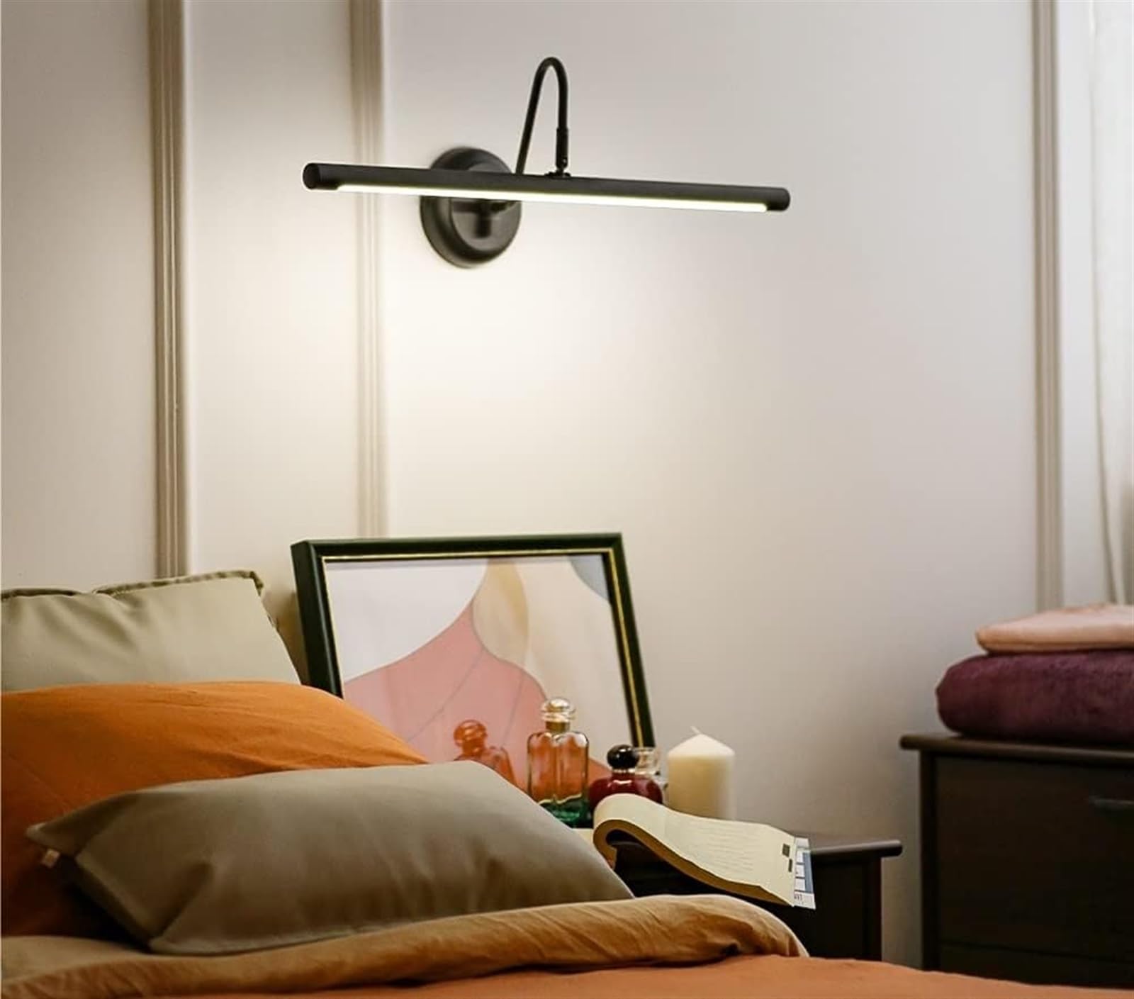 Lámpara de pared LED, 31.5 in, 39.4 in, AC85-265 V, luz de baño, lámpara de pared interior, aplique de pared negro para pintura de cuadros (color: 2700-3500 K, tamaño: 39.4 in (39,37 pulgadas)) (color