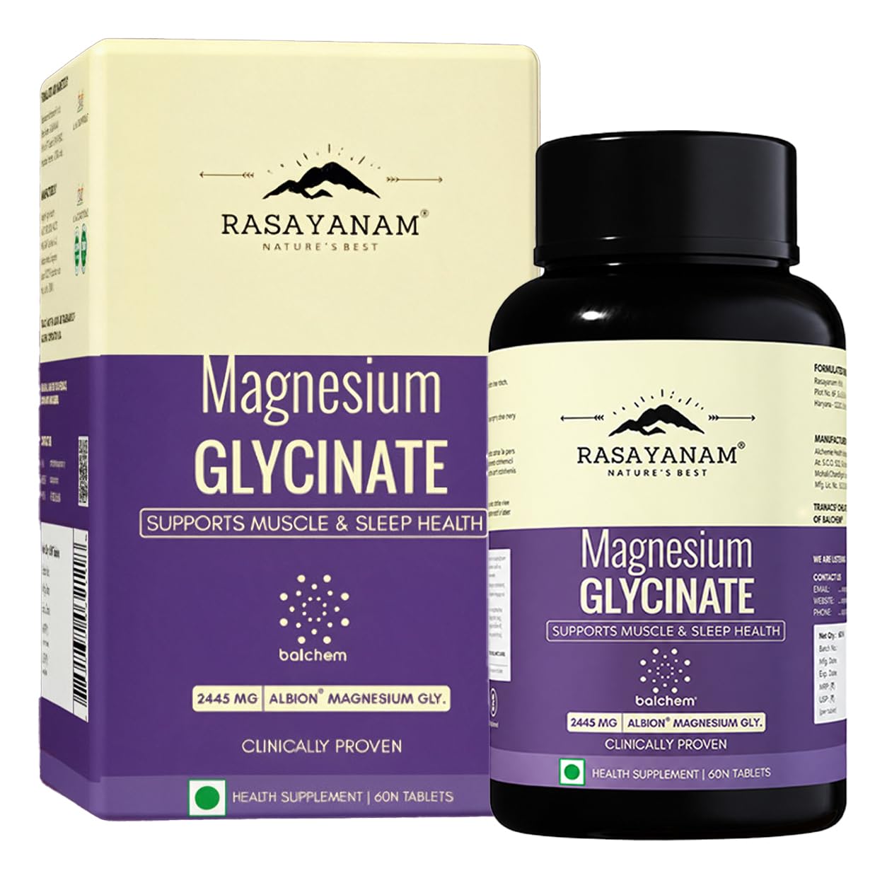 Rasayanam Magnesium Glycinate Supplement 2445 mg - Pack of 2 (60 Tablets each) | Helps Improve Muscle Recovery & Sleep Quality — Amazon image 13