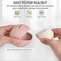 Vista 2 de 4 piezas de soporte para Beauty Blender Estuche de soporte para esponja de maquillaje de silicona transpirable de doble cara para viajes o uso