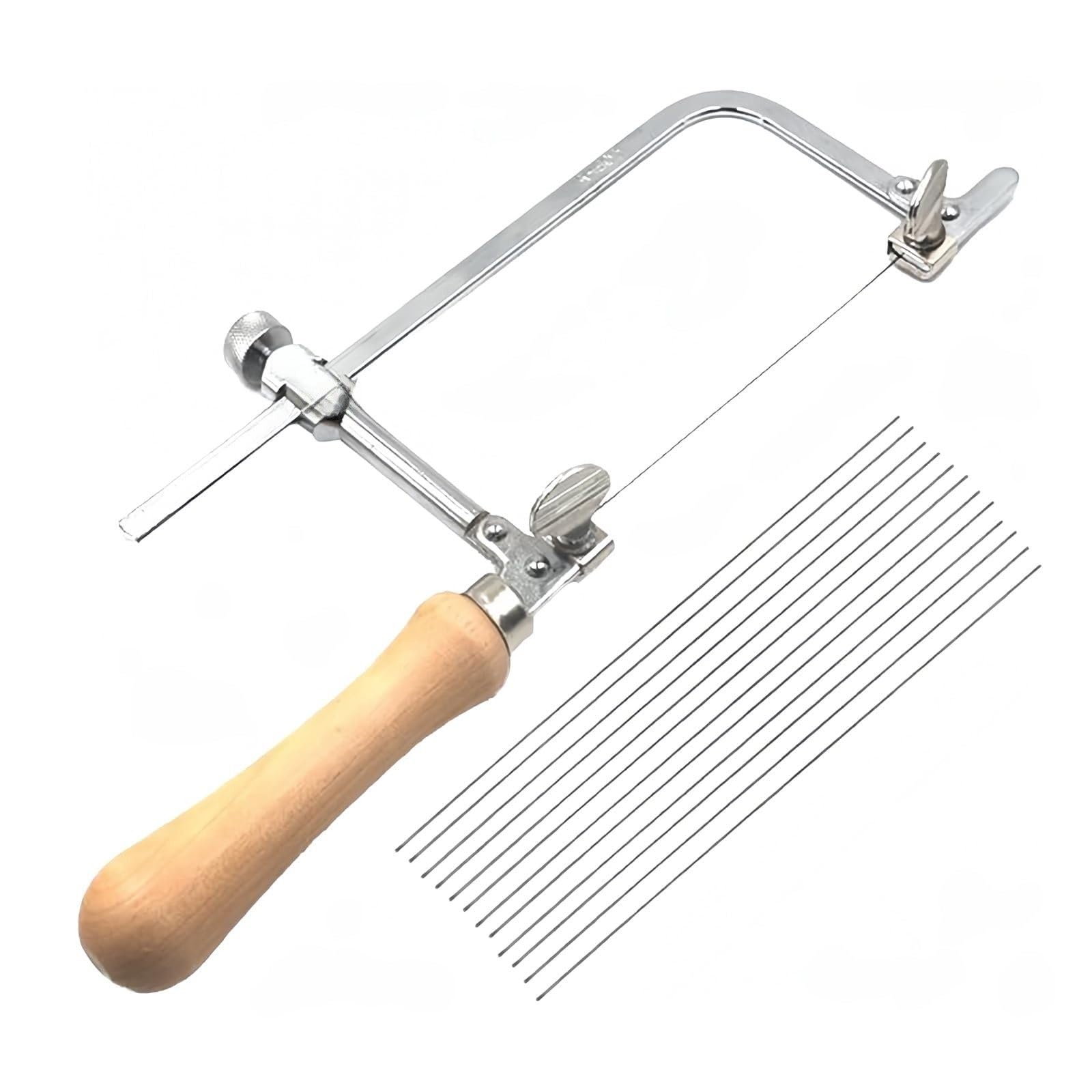 Juweliersäge Metallsäge Bogensäge verstellbare Laubsäge mit 12 Laubsägeblätter, Dekupiersäge Drahttsäge Schmucksäge für Holz, Holzbearbeitung Glas Metall