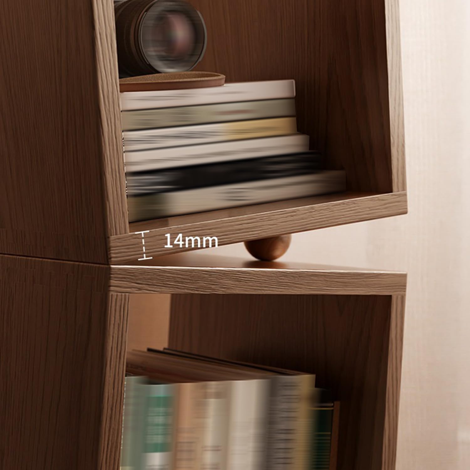 Unregelmäßig Geformtes Kleines Standregal,Tragbares Mini-Bücherregal,Offenes Vitrinenregal,Zweistöckiges Holzregal Für Wohnzimmer Schlafzimmer Arbeitszimmer Büro,Weiß,80x35x30cm