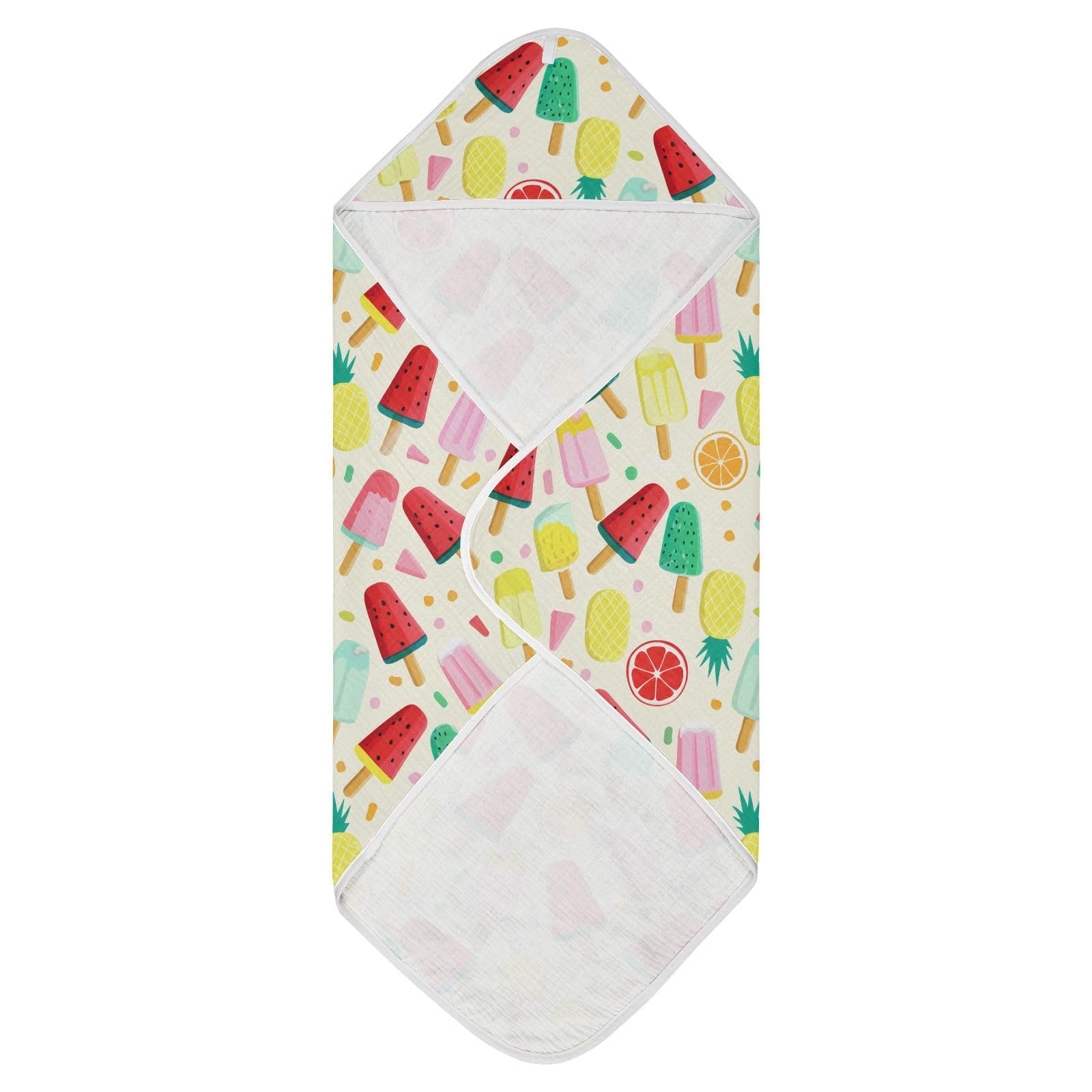 Msyxl Colorful Popsicles Hooded Towel - Ultra Soft & Absorbent Muslin Cotton Bath Towel for Babies, Toddlers, Newborn - Boys & Girls Essential 35
