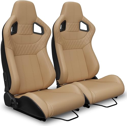 2 asientos universales ajustables de carreras con deslizadores dobles, asientos de cubo reclinables, 1 par de asientos deportivos para vehículos