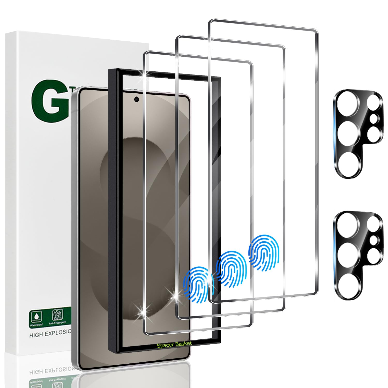 3 Pack Glass Screen Protector for Samsung Galaxy S25 Ultra (6.9") with 2 Pack Tempered Glass Camera Lens Protector,Fingerprint Unlock,Case Friendly,