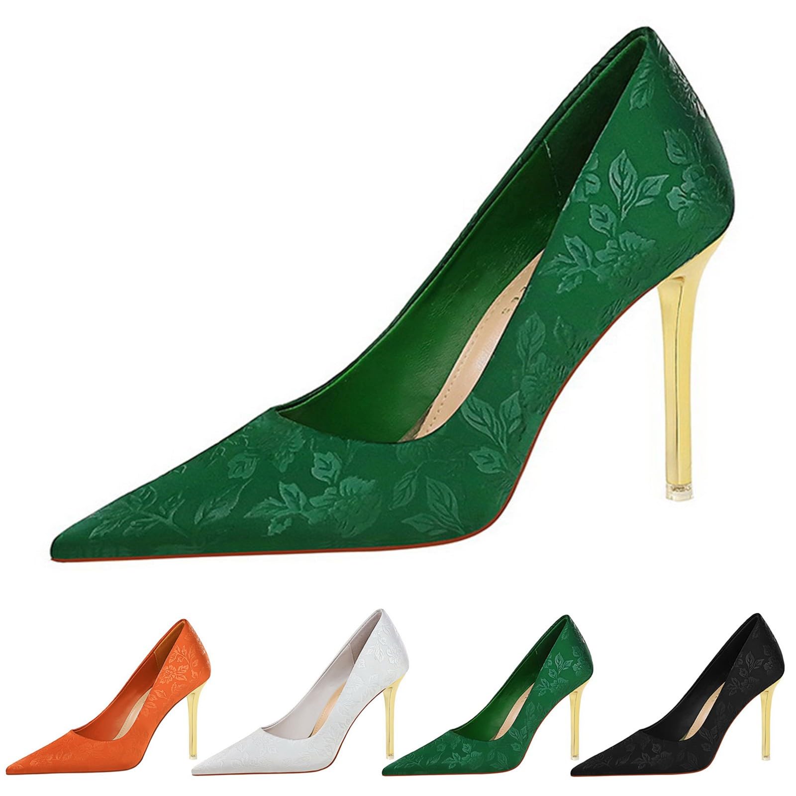 Femme Chaussures Talon Haute Aiguilles Bout Pointu Brodées Chic et Elegant Légères Bout Fermé Mode Chaussures pour Soirée Mariage Confortables