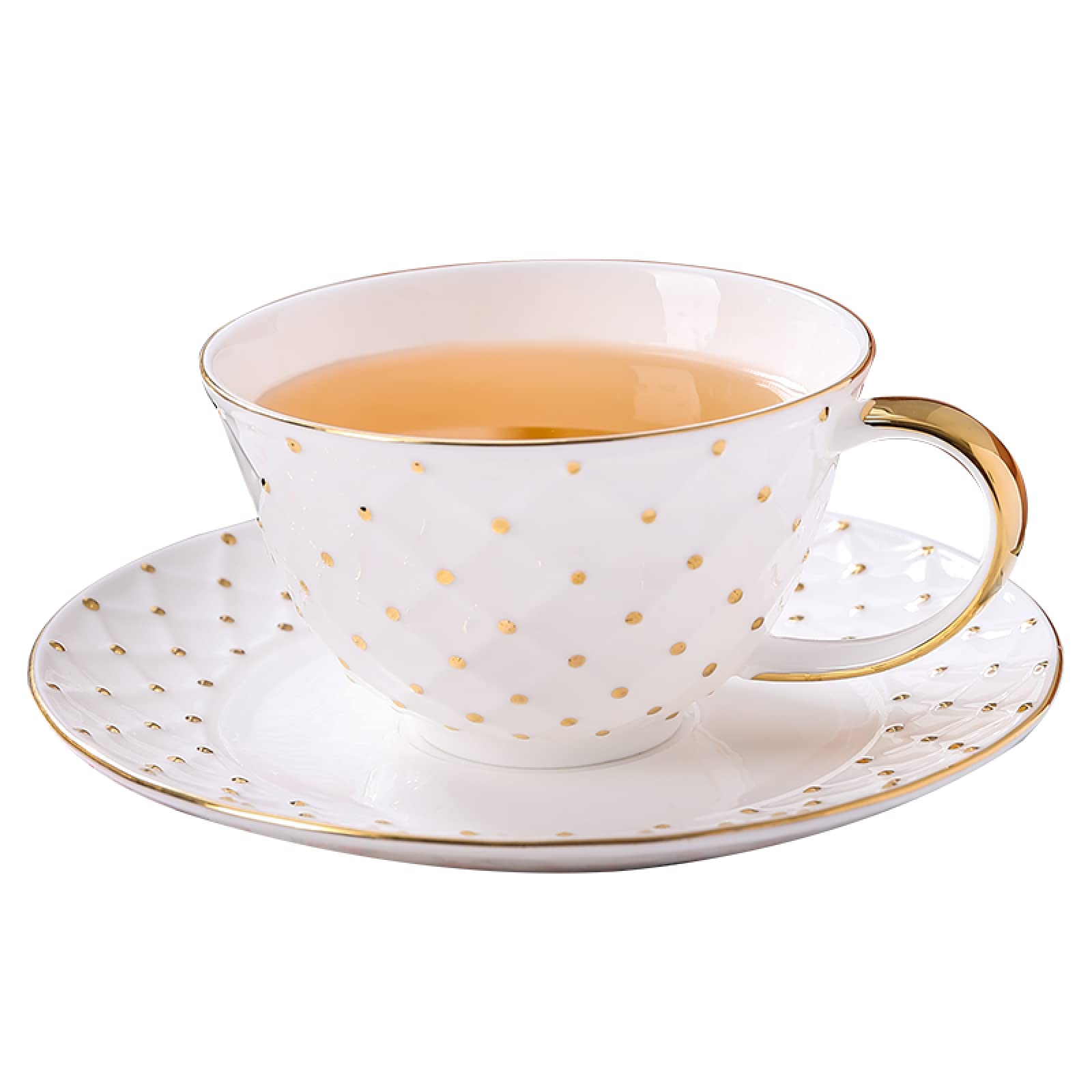 Taza de café de cerámica hecha a mano juego de tazas y platillos juego de tazas y platillos de café y té de cerámica con puntos dorados plato taza de leche de avena regalo de boda