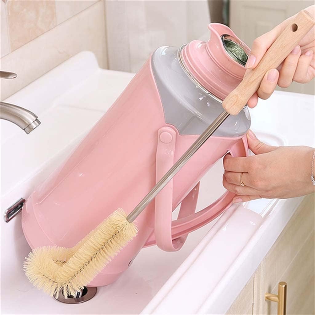 Kitchen Cleaning Brush L-Shaped Coffee Tea Glass Cup Baby Bottle Hangable Wooden Handle Cleaner Gadgets