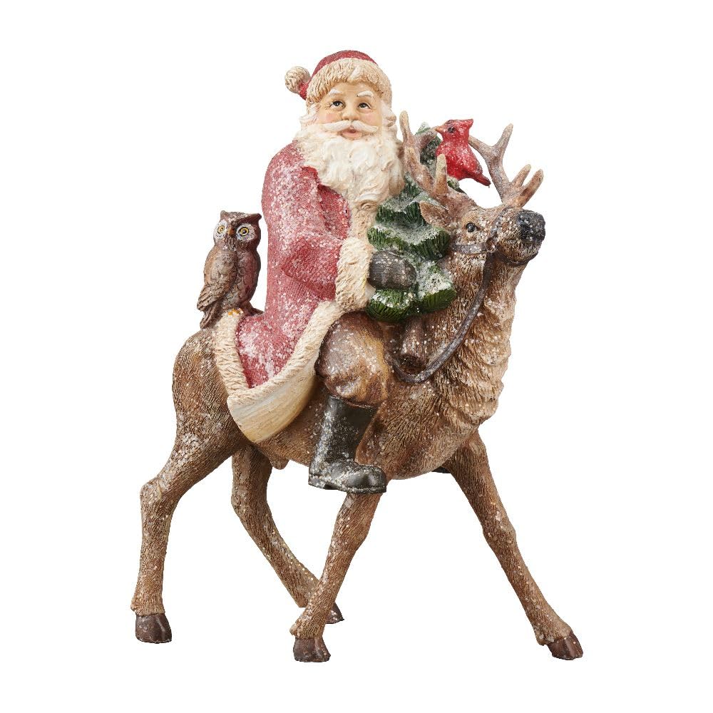 VILLA ITALIA Weihnachtsschmuck - Weihnachtsfigur - Weihnachtsmann auf Rentier 28 cm - Weihnachtsbaum - Weihnachten - Weihnachten - Weihnachten - Weihnachten - Weihnachten - Geschenk - Schnee