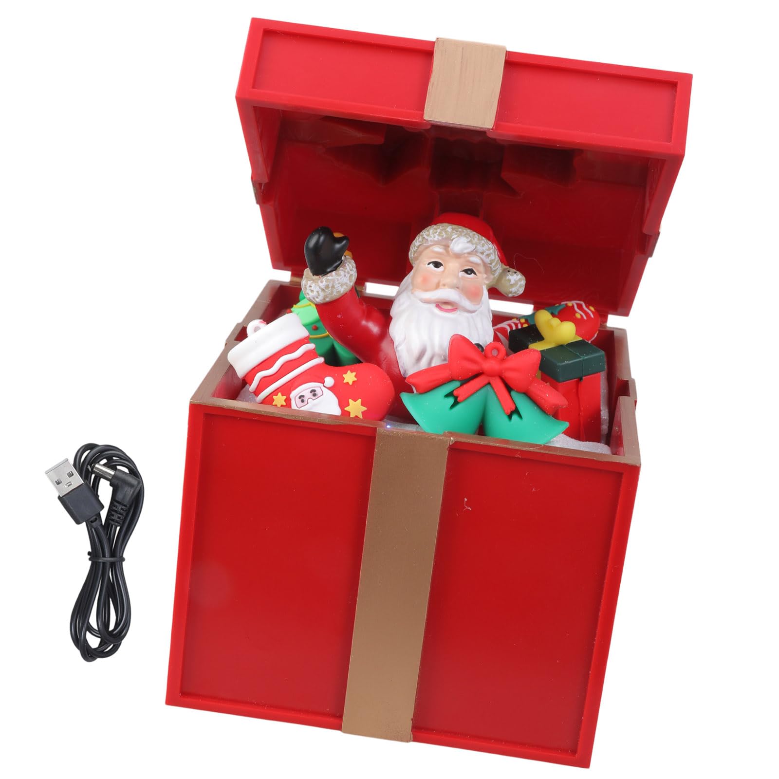 Cajas de regalo musicales LED para reproducción de canciones de Navidad, irrompibles, materiales de policarbonato, dos opciones de potencia, decoración del hogar, fiestas, decoración de