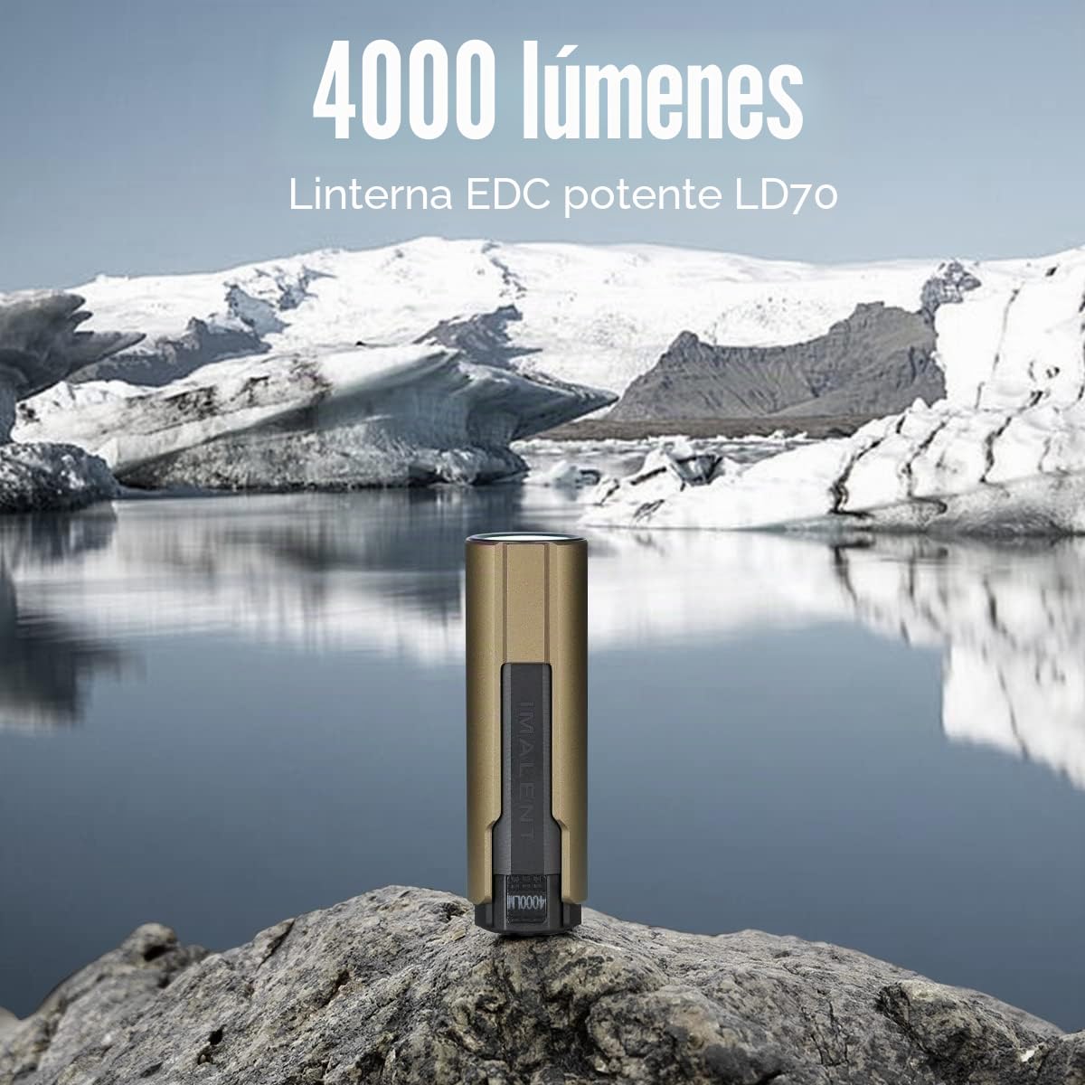 IMALENT LD70 Linternas Led Alta Potencia, 4,000 Lúmenes Linterna Portátil Recargable, Mini Linterna de Alto Rendimiento, con 5 Modos, IPX-8 Impermeable para Bicicleta, Camping,EDC Ultra Brillante(Oro)