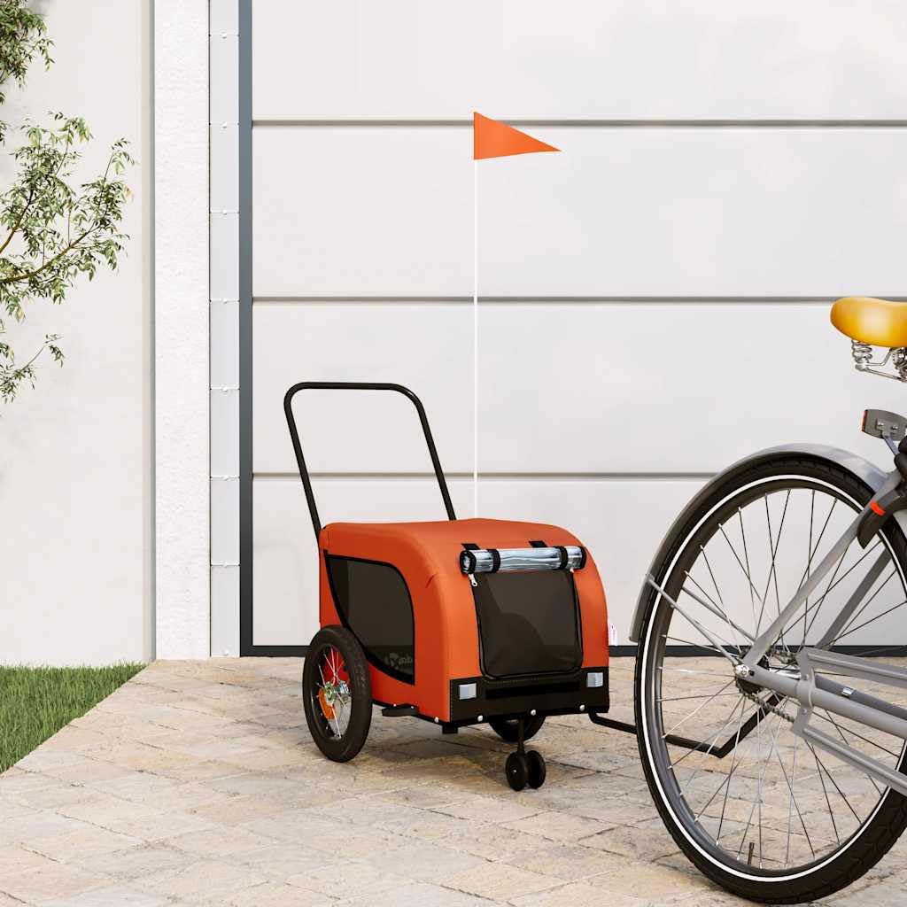 Rimorchio bicicletta cane rosso nero 2 ruote