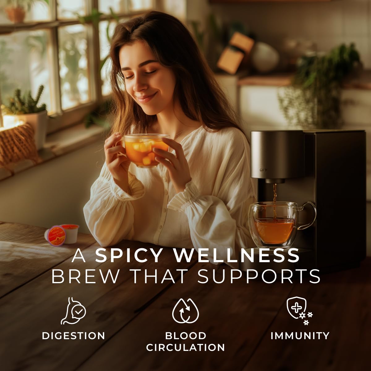 Gya Tea Co Kurkuma-Ingwer-Kräuter-Hülse (16 ct) – Entkoffeiniertes Wellness für Körperkomfort & Verdauungsgesundheit