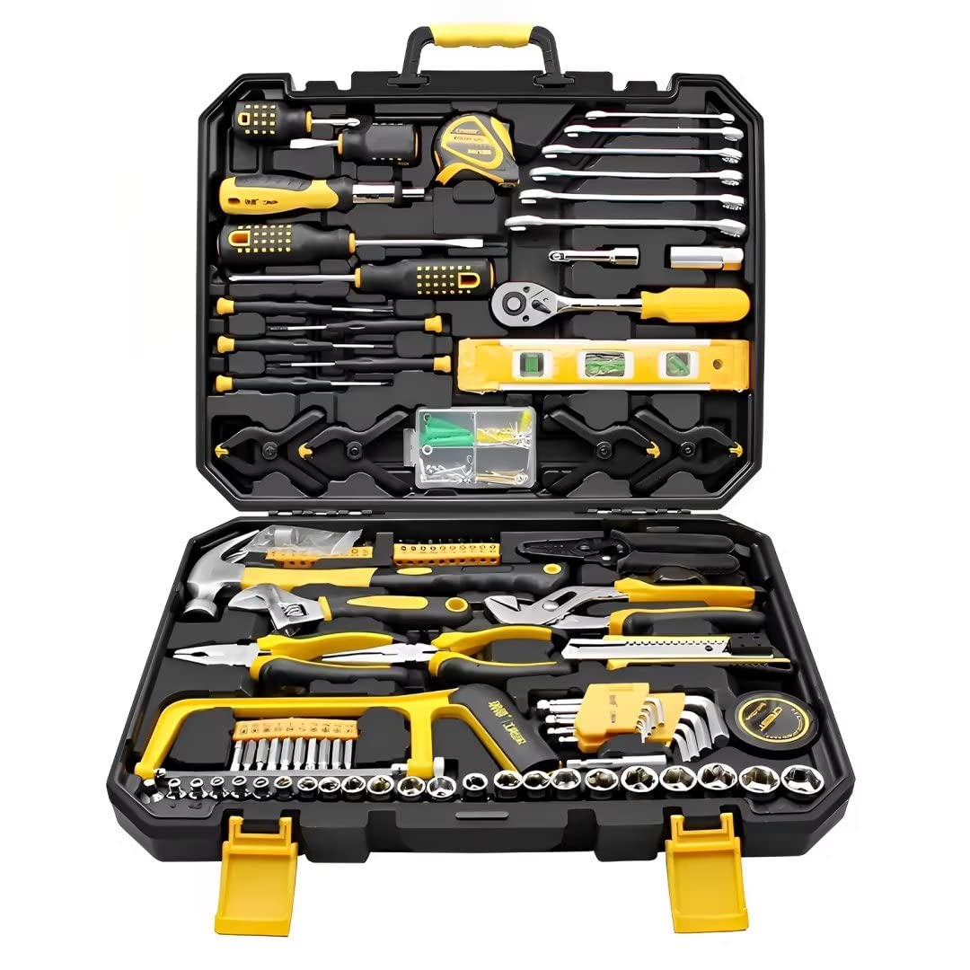 LiakaiAuto Repair Tool Combination Package Mixed Set Hand Kit with Plastic Toolbox 168 Piece, Black2