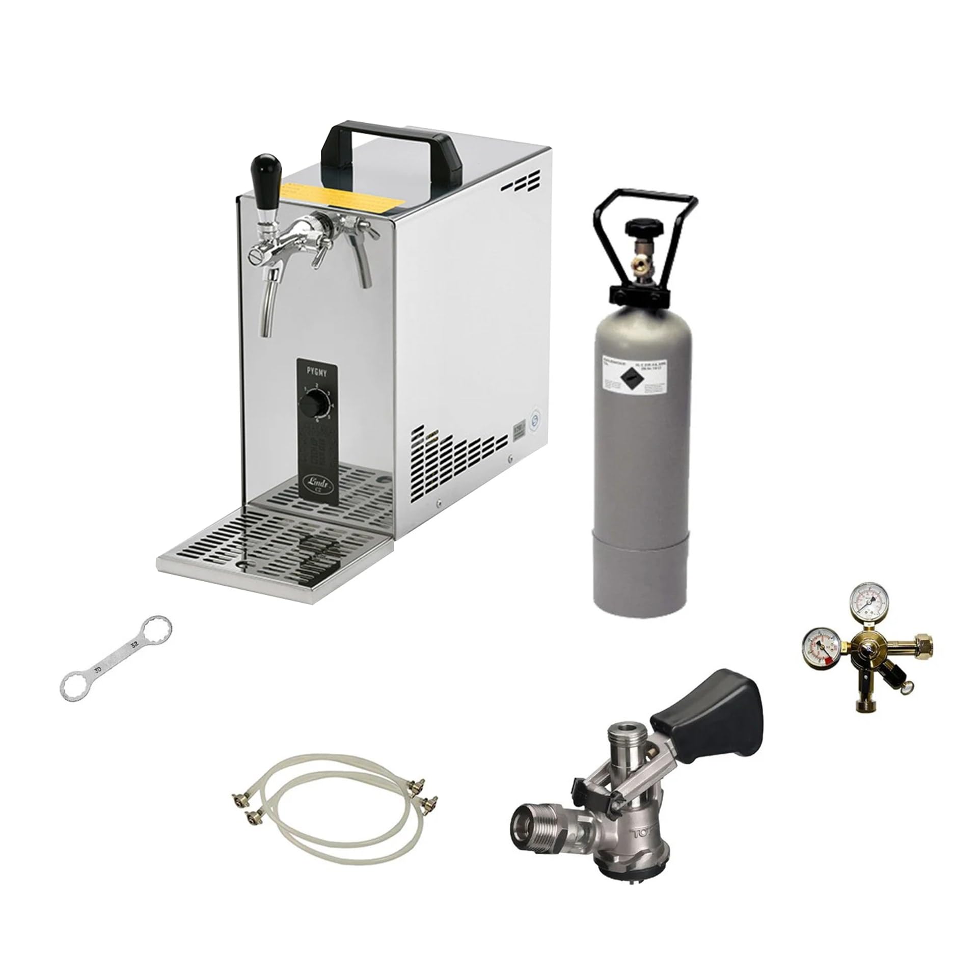 Set completo Lindr Pygmy 25 erogatore birra con raffreddatore a secco monolinea 35 l/h, rubinetto piatto, tipo A