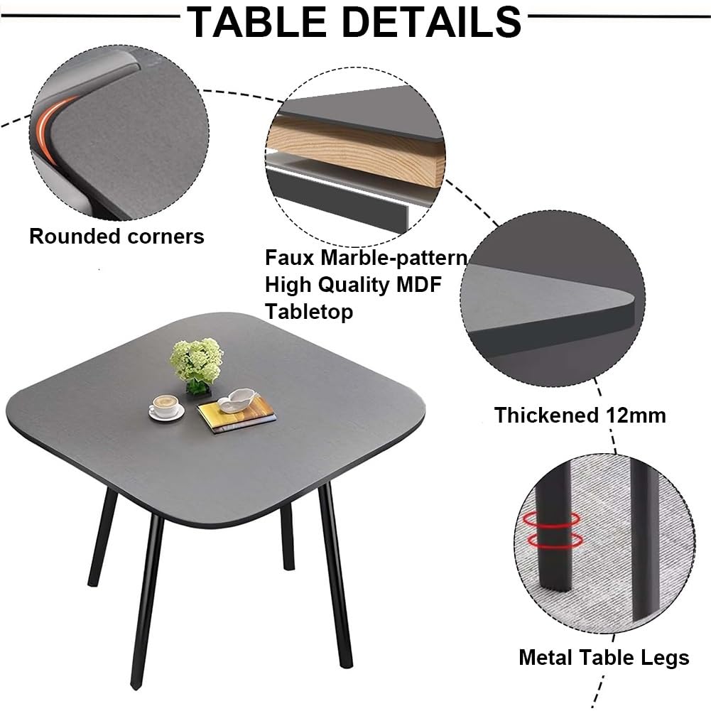 Set da pranzo composto da 4 pezzi con tavolo e sedie in legno grigio, design compatto per piccole conferenze e trattative aziendali, adatto a sala da pranzo, cucina, sala conferenze e appartamento.