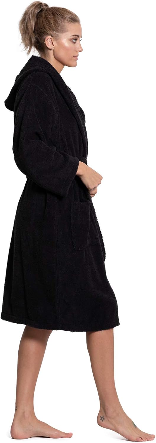 Turkuoise Women's Turkish Cotton Hooded Robe, Terry Hooded Bathrobe