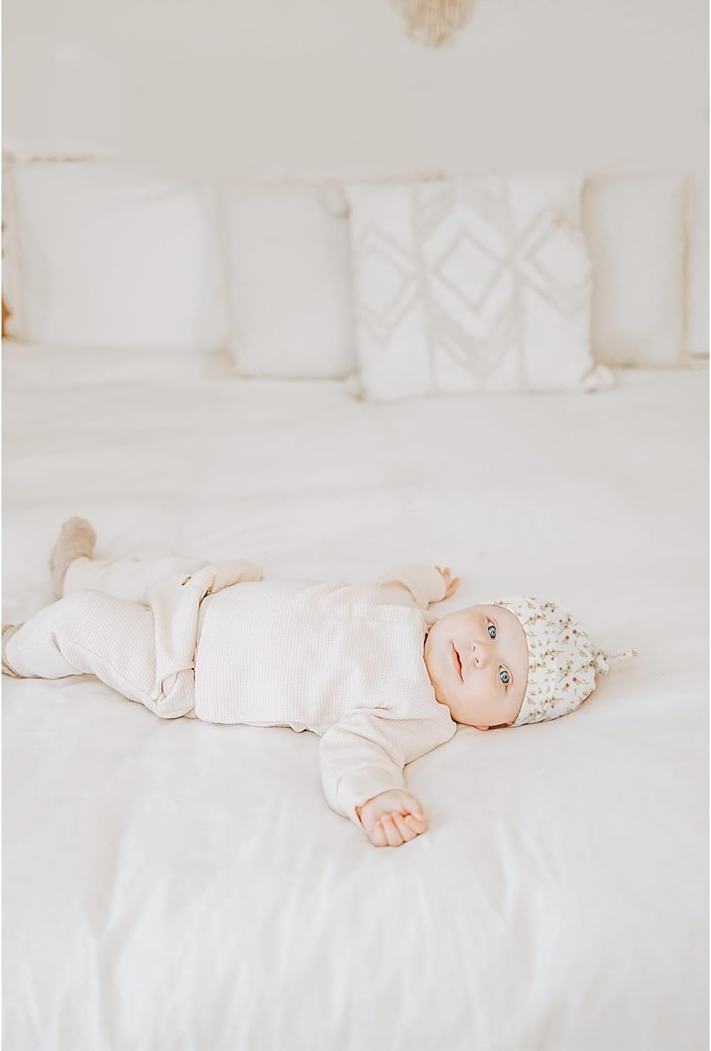 Konssy 6 Pack Baby Newborn Hats Set Knot Beanie Hats Soft for Infant Baby Girls Boys Caps 0-6 Months - Image 4