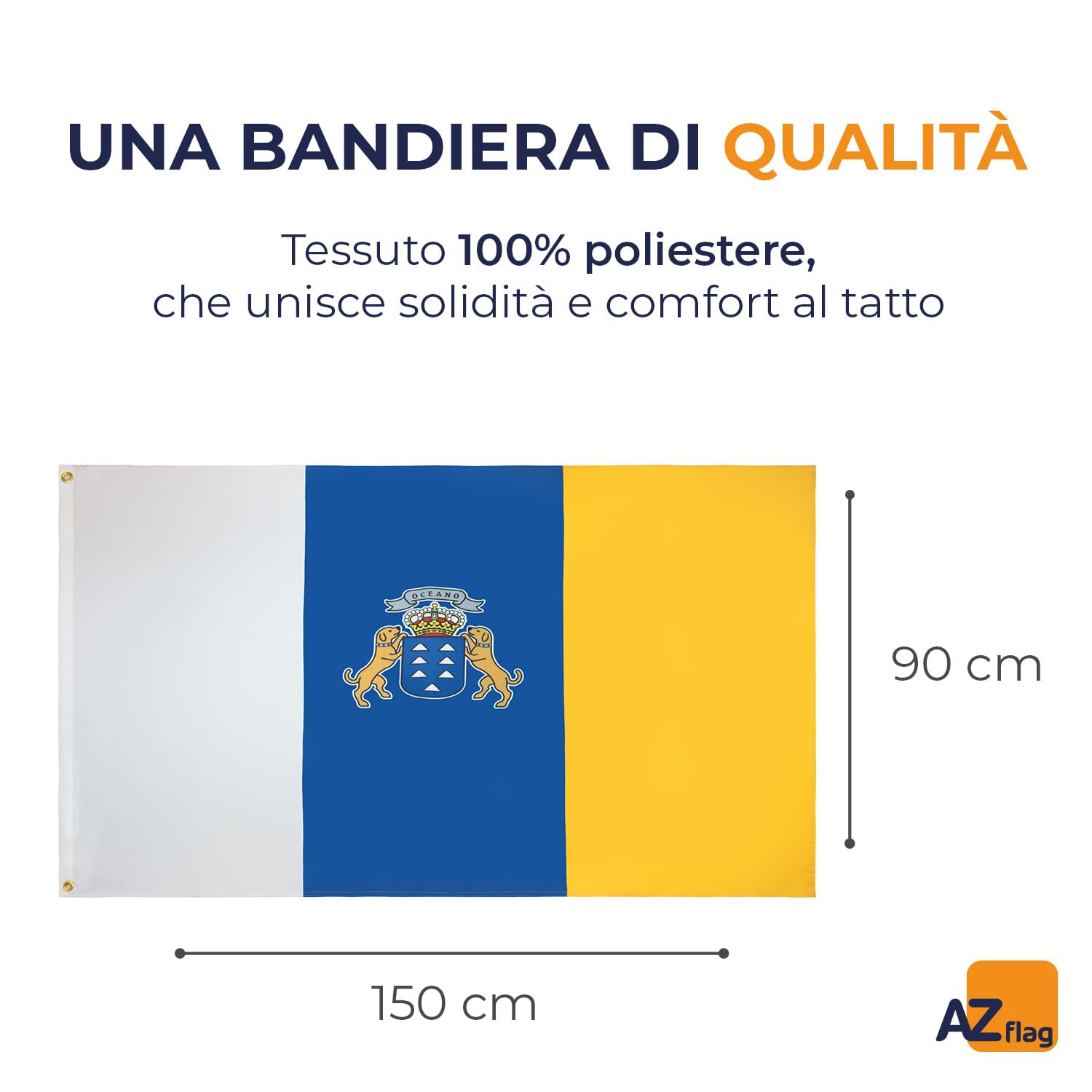 BANDIERA ISOLE CANARIE 150x90cm - BANDIERA CANARIAS IN SPAGNA 90 x 150 cm - AZ FLAG