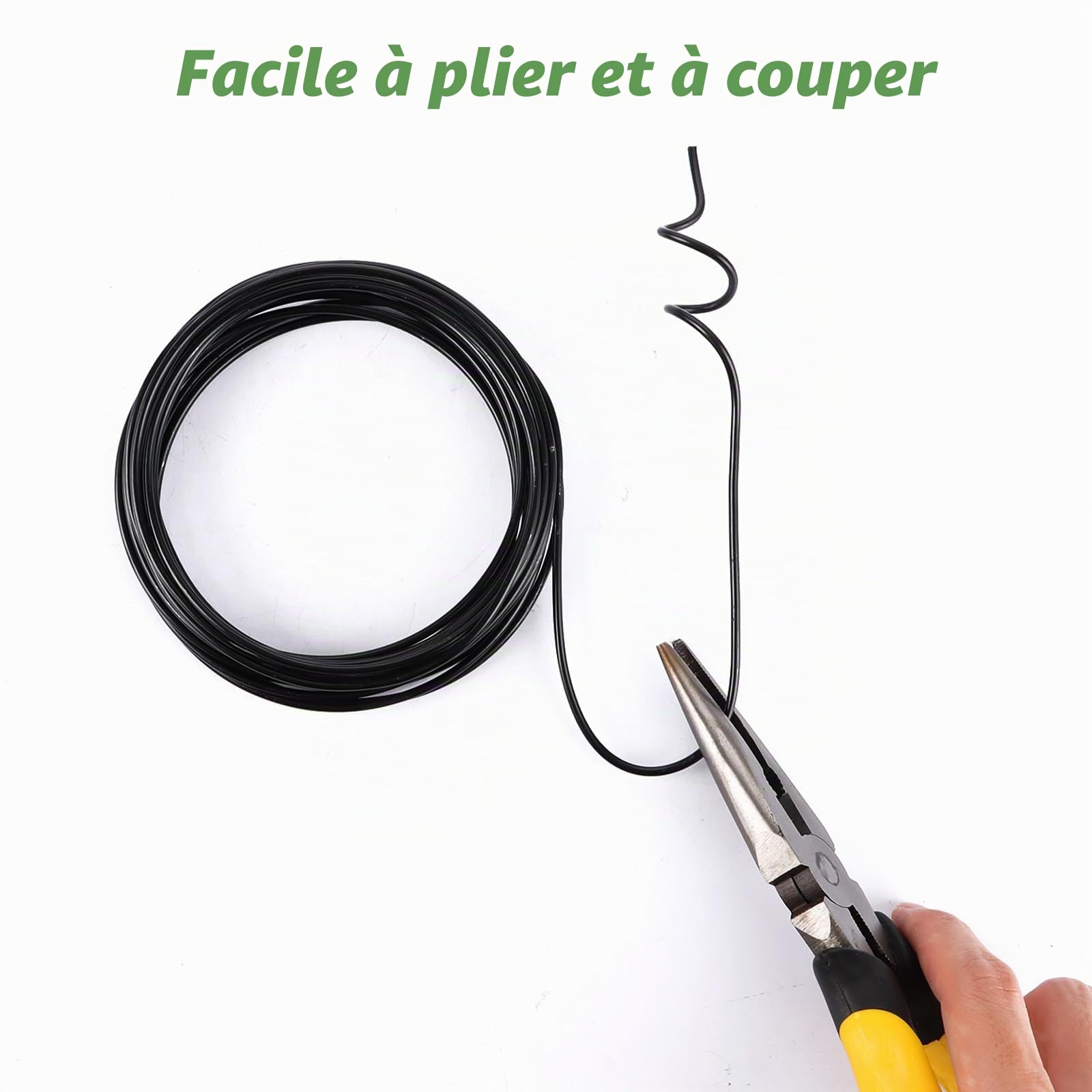 Fil Métallique pour l'Artisanat, 5 Tailles Fil aluminium (1 mm, 1,5 mm, 2,0 mm, 2,5 mm, 3,0 mm), Noir Fil de Fer, Fil de Bonsaï en Aluminium Anodisé pour Art Floral, Tissage (70 MèTres)
