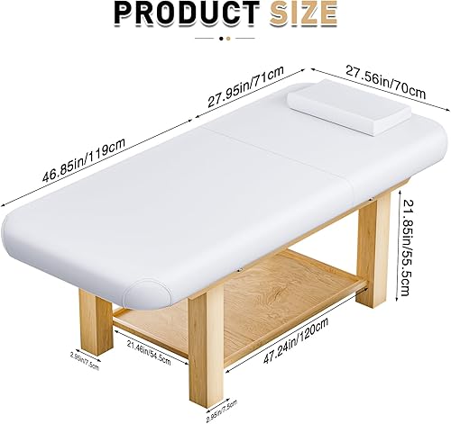 Miniatura 3 de Mesa de masaje de 28 pulgadas de ancho con capacidad de peso de 1500 libras, base de madera, respaldo ajustable para cama de masaje para uso