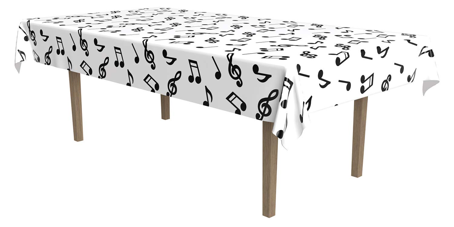 Beistle 57927 Musical Notes Tablecover White,Black