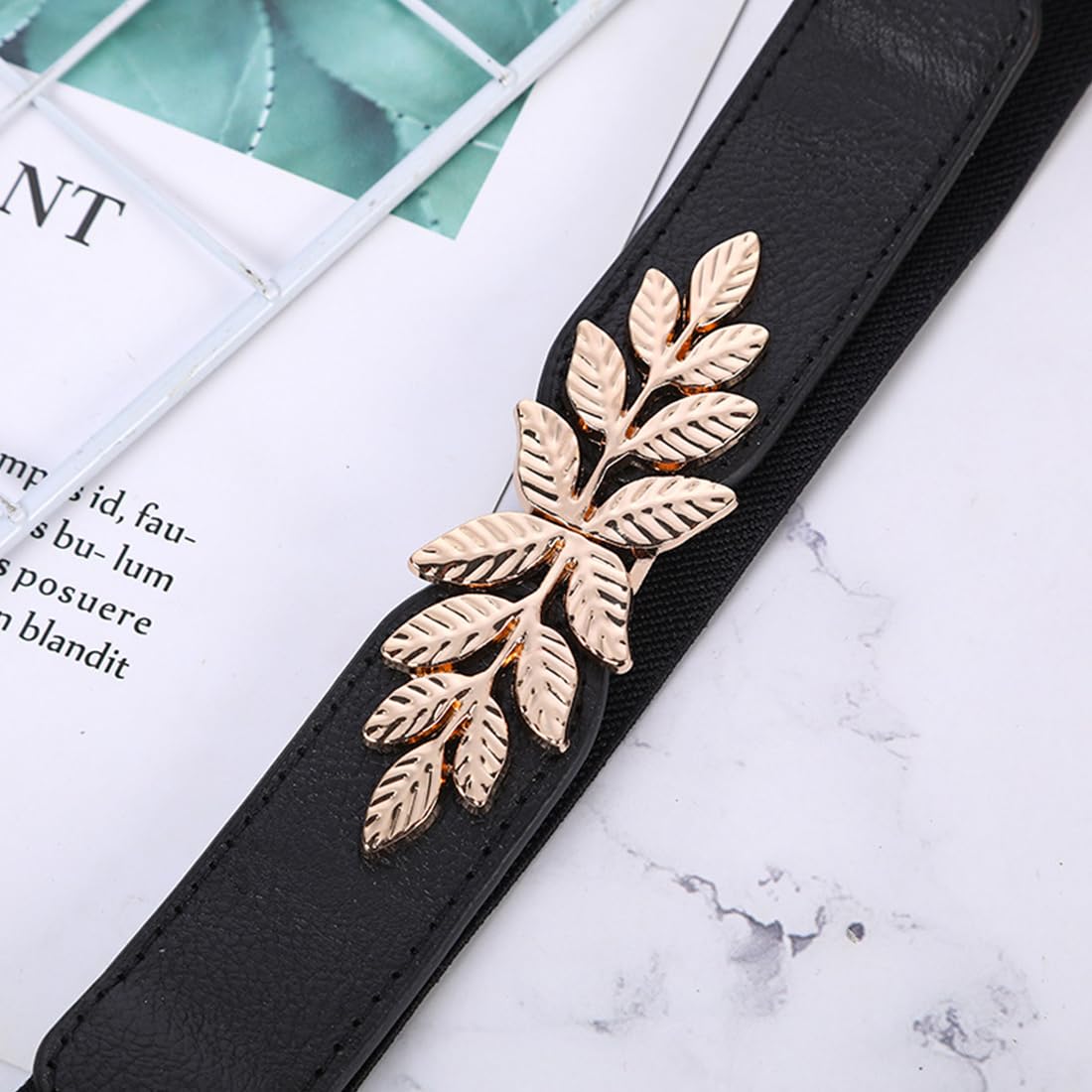 Donna Colore Nero Elastico Moda Cintura Oro Lucido Metallo - Foto 9