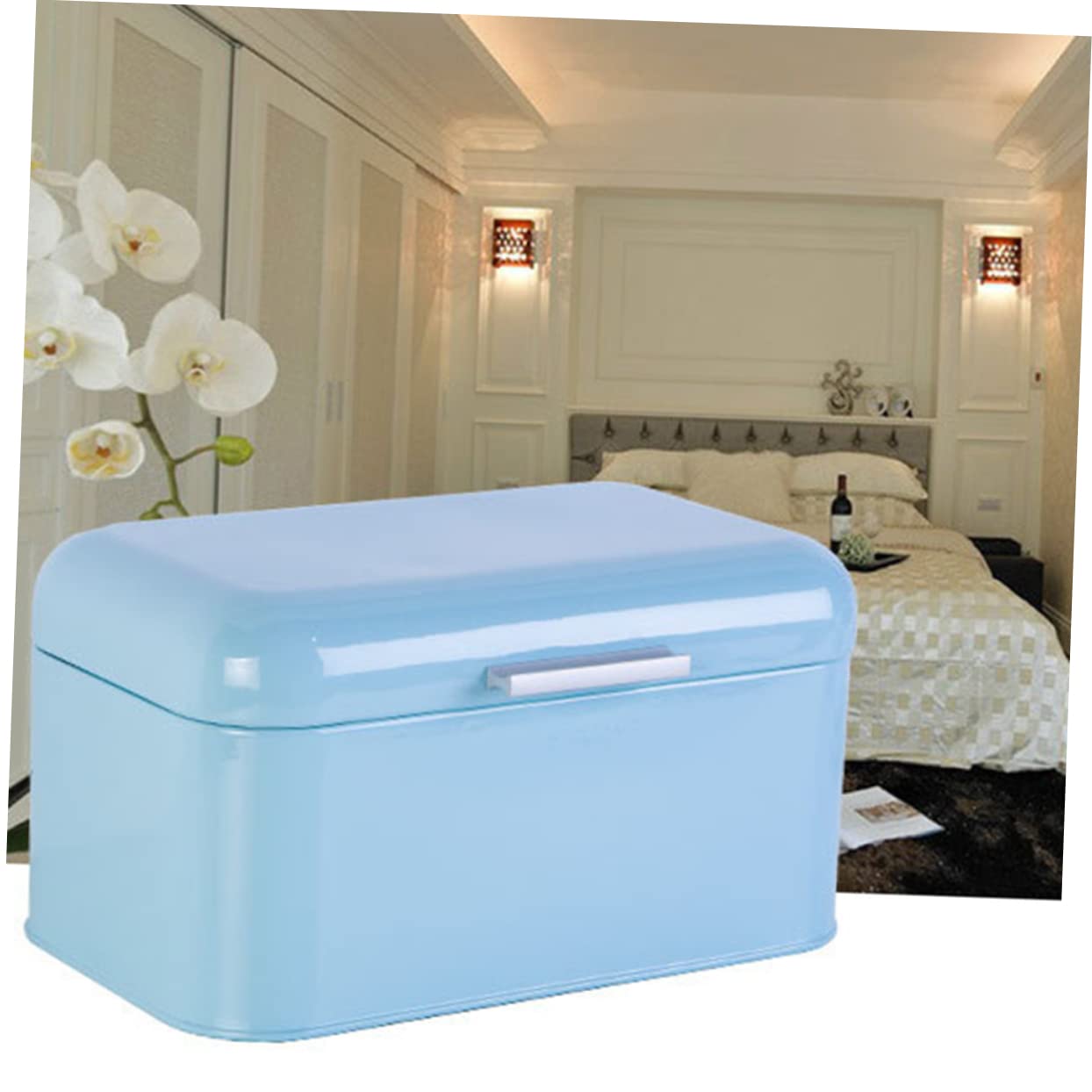Cabilock Caja de Pan de Hierro con Patrón Especial de Puerta Contenedor de Almacenamiento de Pan Contenedores Herméticos para Almacenar Alimentos Pan para El Hogar Tienda