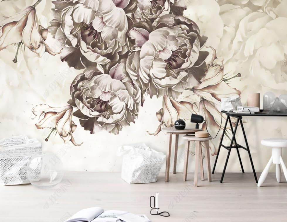 Papier peint intissé fleurs nostalgiques format géant 450x408 cm pour salon - 2