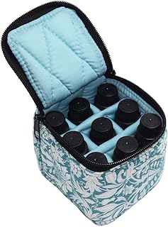 9 Bottles Essential Oil Carrying Case Shockproof Essential Oils Organizer Travel Bag Suitable for 5ml,10ml,15ml Bottles or 10ml Roller Bottles with Portable Handle and Double Zipper (Aqua Green)