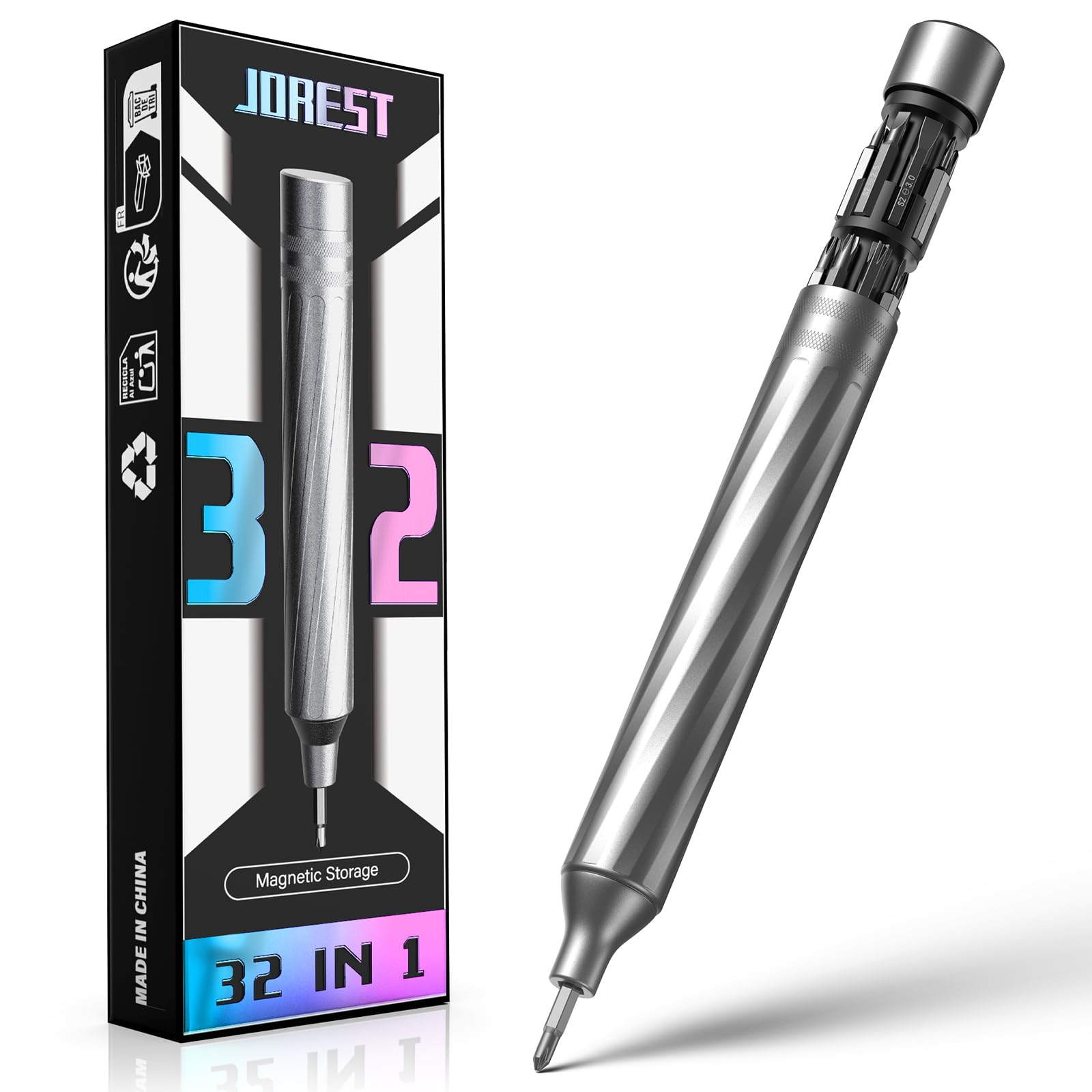 JOREST 32 in 1 Small Precision Screwdriver Set, Tool Gifts for Men Dad Him, Portable Multibit Screwdriver Repair Tool, EDC Pen Screwdriver for Glasses, Watches, MacBook, Laptop, PS5, Xbox, Electronics