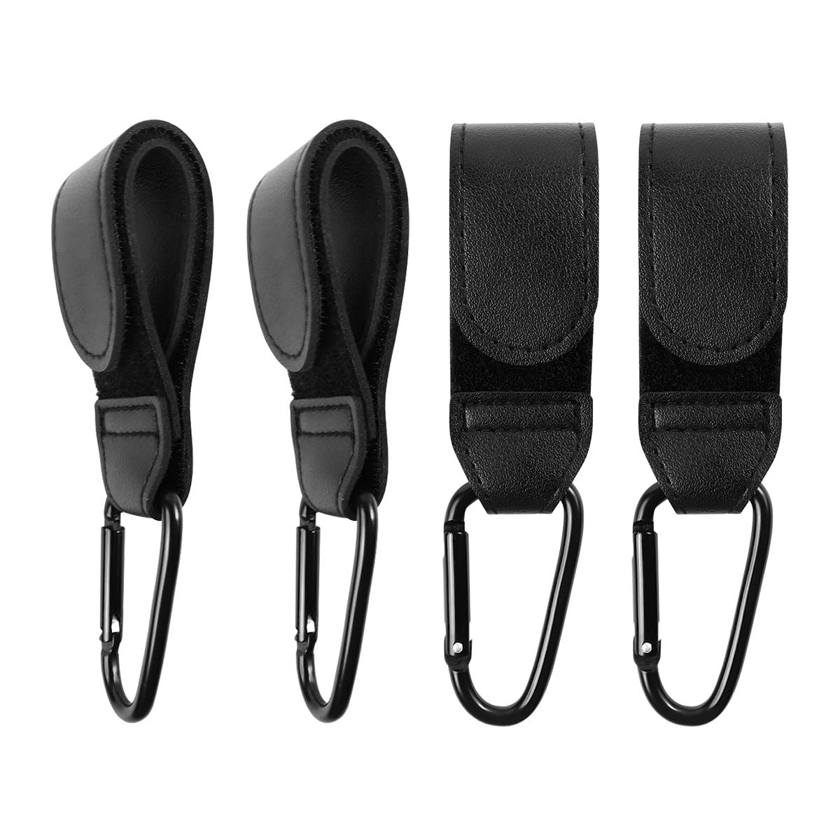 4 PCS Stroller Hook, Baby Stroller Hooks, Universal Stroller Clips and Hooks, Adjustable Stroller Carabiner Clip for Diaper Bags | The Perfect Mummy Hook for Pram, Shopping and Pet Carts(Black)