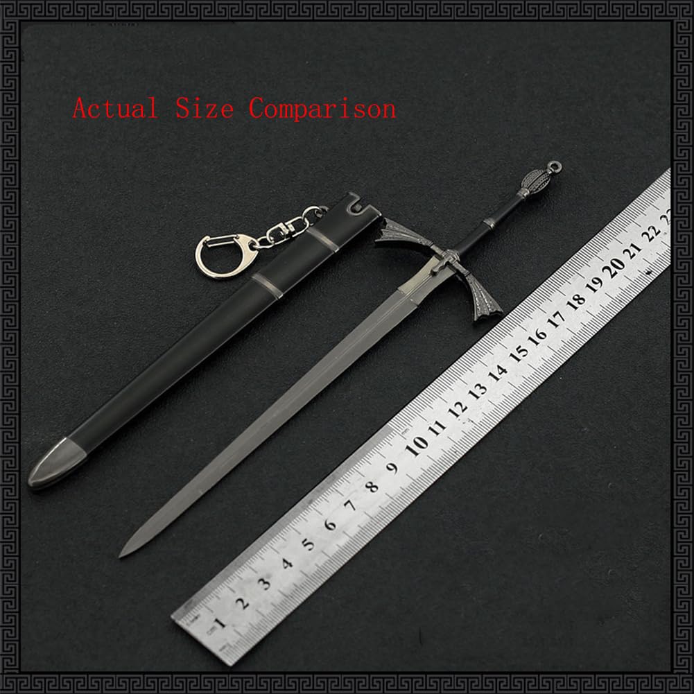 Figuras de colección, Réplica de la Espada Hermana Oscura Juego Tronos, Totalmente metálica, 22 cm (8,7 Pulgadas), con Soporte exhibición Tridimensional. Figura acción for Videojuegos