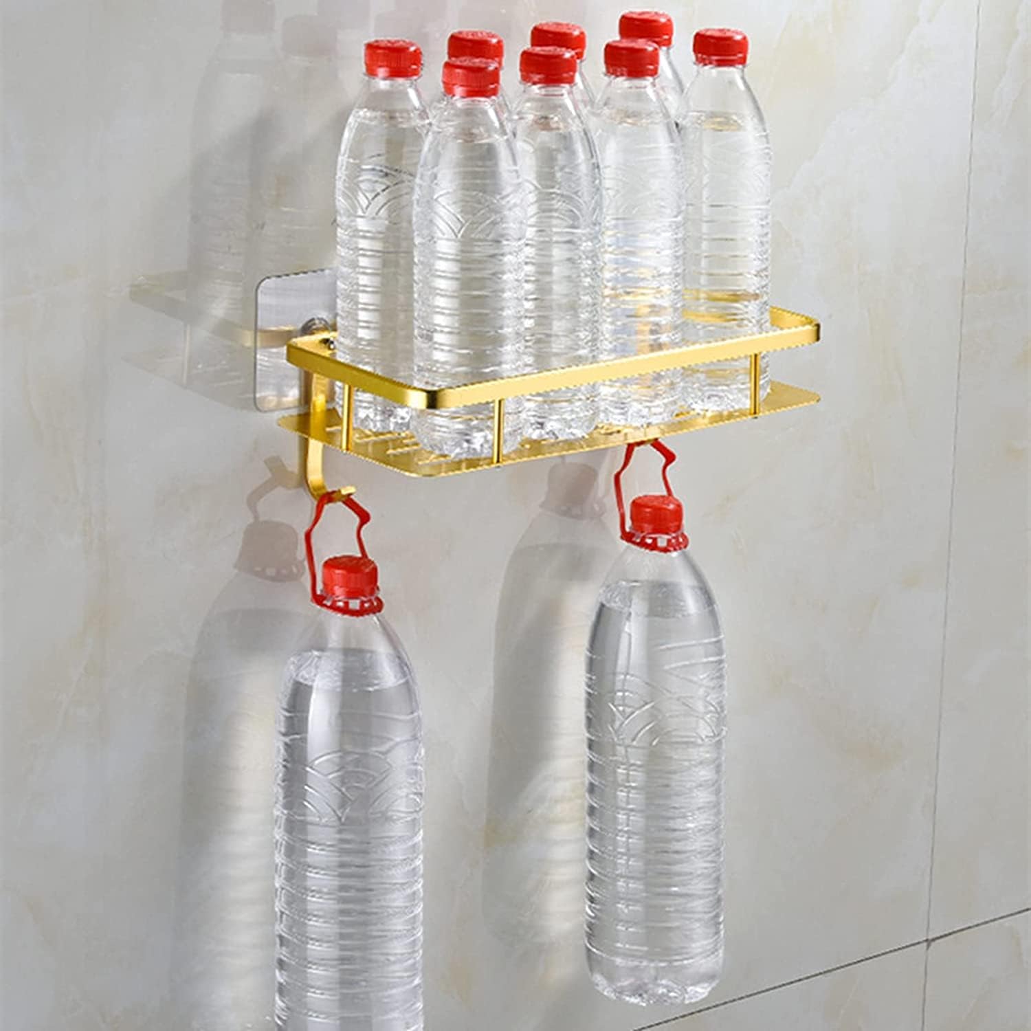 Półka Prysznicowa do Kuchni Łazienka Caddy Półka Półka Pod Prysznic Przestrzeń Aluminiowy Organizer Prysznicowy Przechowywanie Bez Wiercenia Organizer Prysznicowy(Gold)