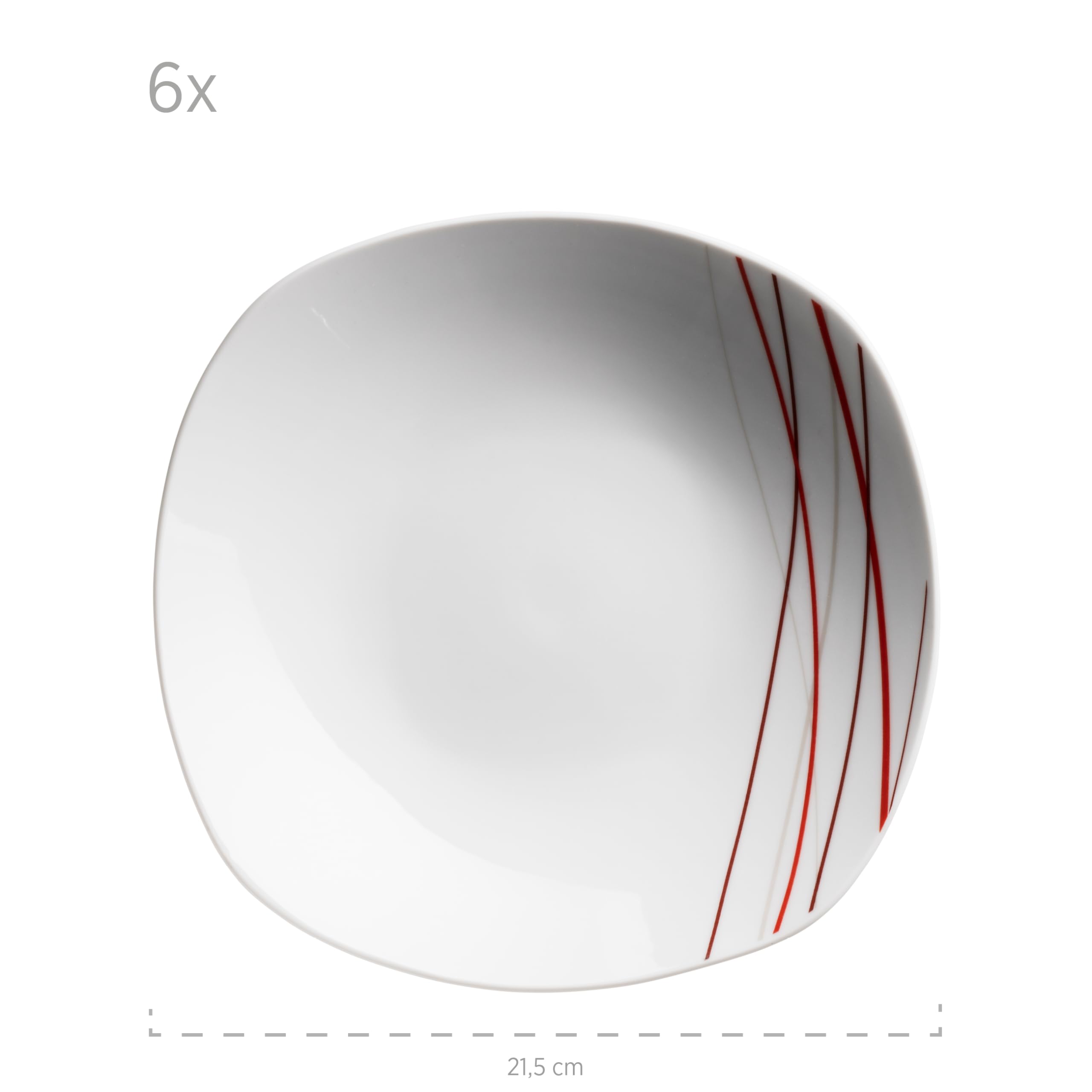 Mäser Sencilla - Set di piatti per 4 persone, con decorazioni a linee moderne, 18 pezzi, piatti piatti, piatti profondi e piatti da dessert, porcellana, bianco