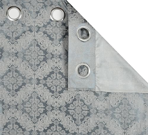 Image of Yarnis Damas Printed Room Darkening Polyester Curtains 5 Feet Long Set of 2 for Door & Windows Living Room, Grey, Parda