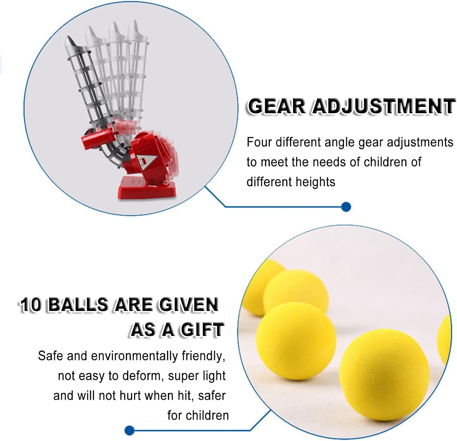 Baseball Pitching Machines, Electronic Softball Pitching Baseball Trainer Machine, with Tennis Racket/Baseball Bat/10 Balls, Height Adjustable/Balls Every 5-7S, for Tennis Training