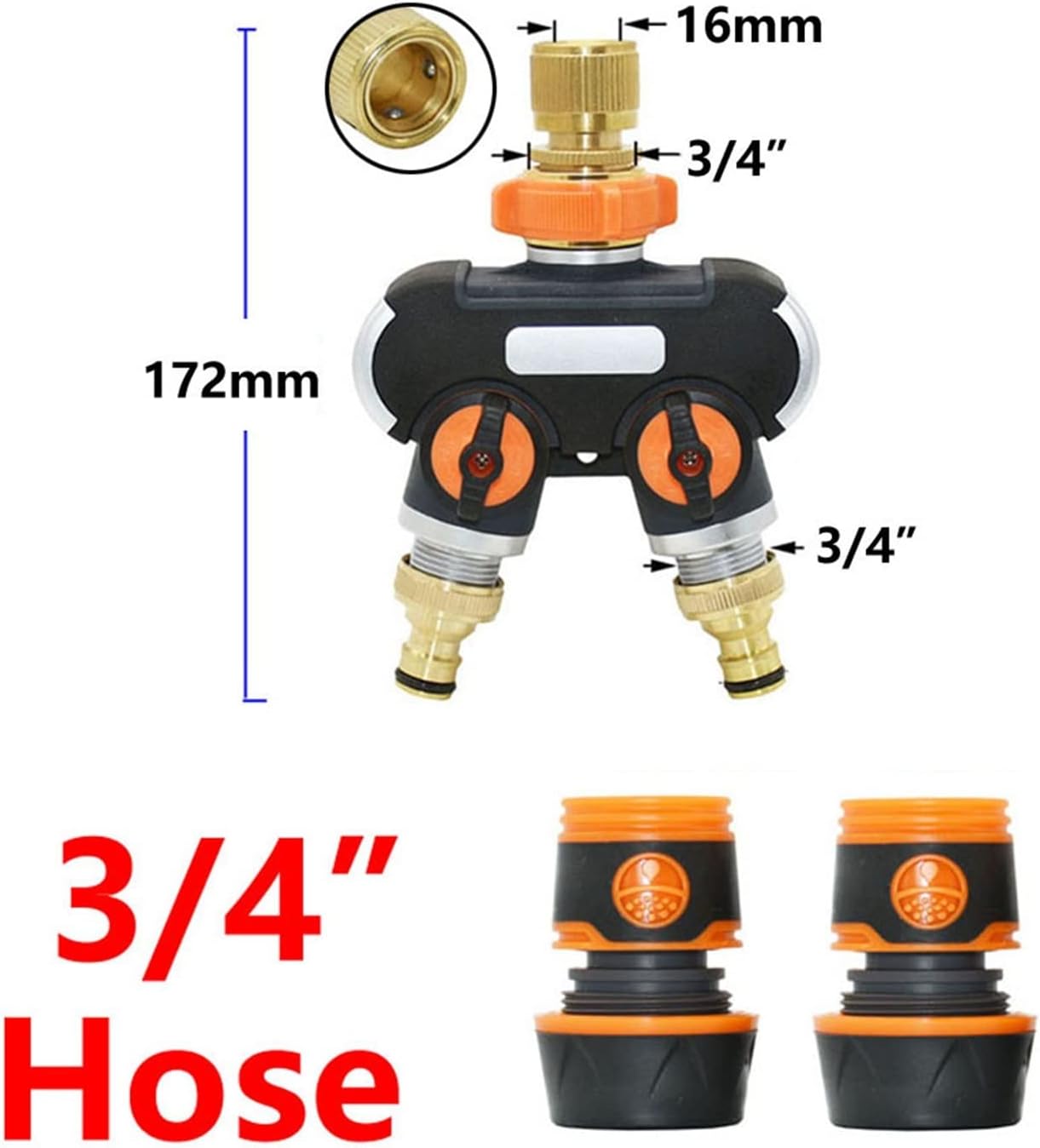 NALsa Garden Hose Splitter 1/2 3/4 Inch 4-Way Garden Tap Coupler Y-Type Watering Connector Distributor for Outdoor Tap and Faucet 1Pcs (Color : J)
