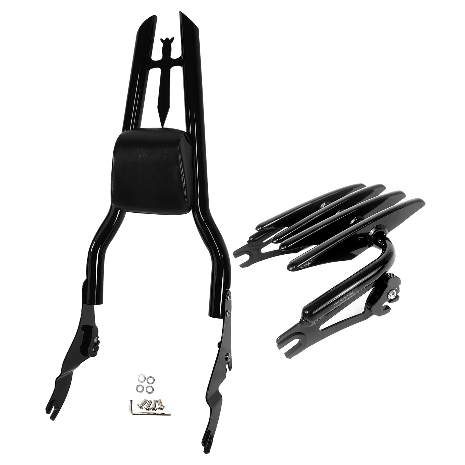 Fjpacemt 30" Sissy Bar With Luggage Rack, Detachable Passenger Backrest Rear Pad for Harley Davidson Touring Models 2009-2023 Street Glide Road Glide Electra Glide Road King